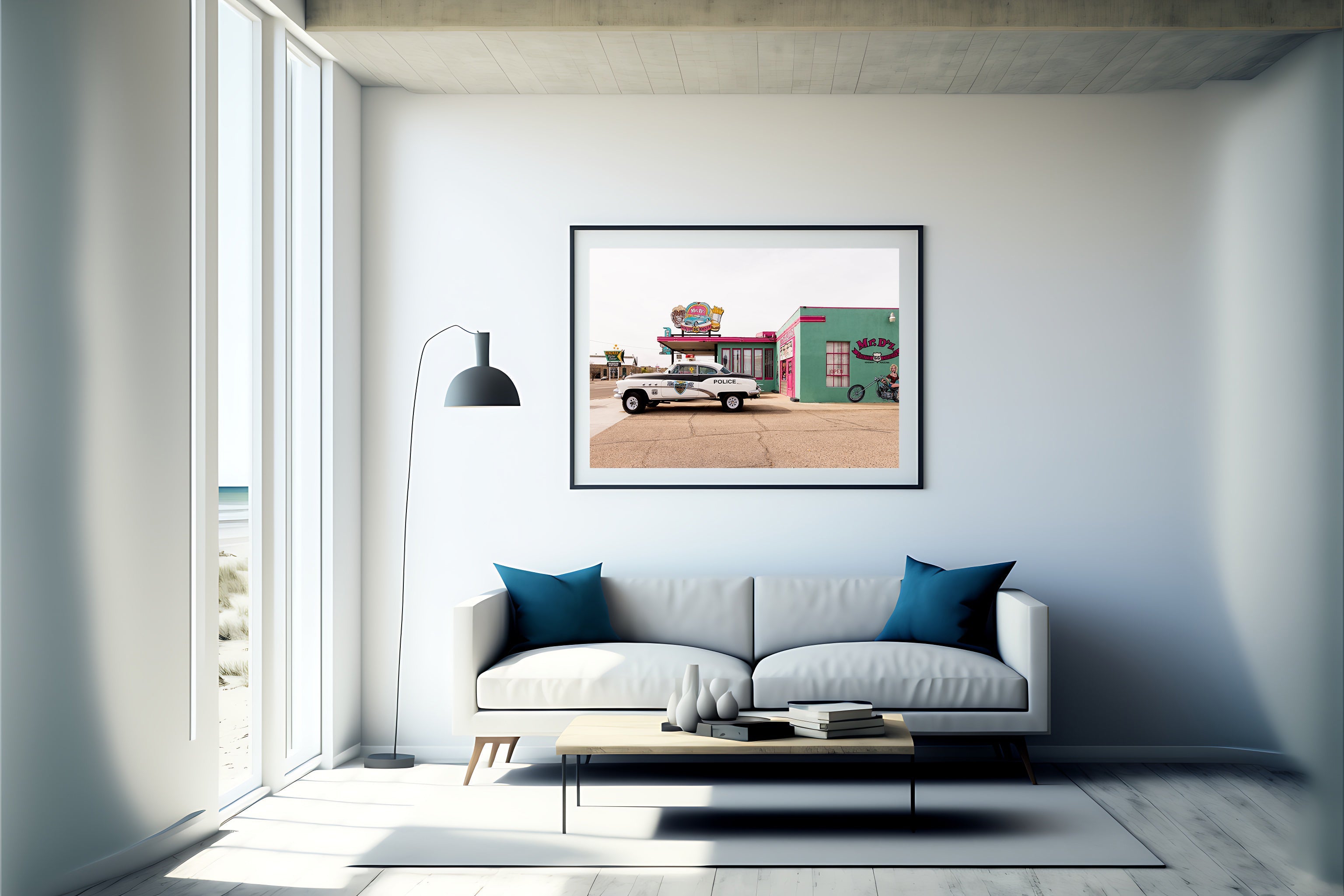 Mock Up Image of a retro route 66 police car.