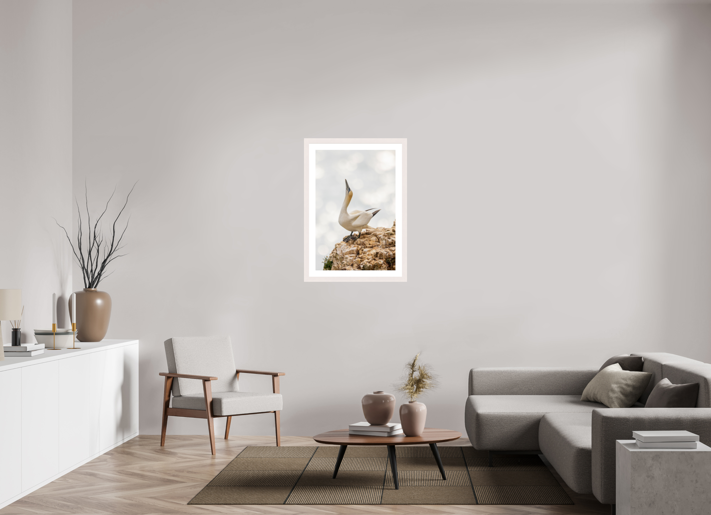 60 x 90 cm, White Frame Gannet Strut