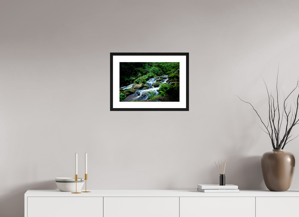 45 x 30 cm, Black Frames Rivelin Valley Water Fall