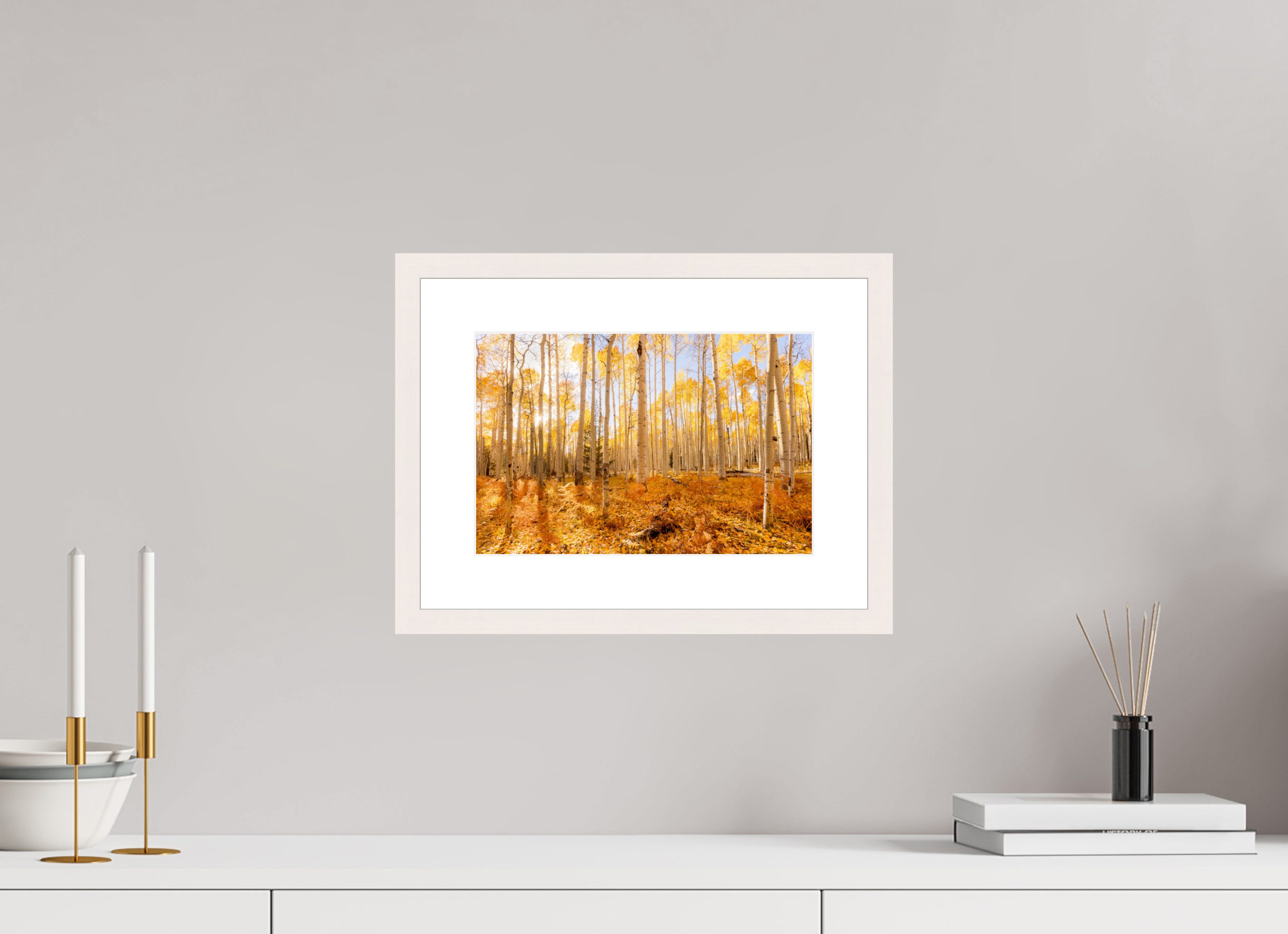 30 x 20 cm, White Maple 20 mm Golden Aspen Trees Fine Art