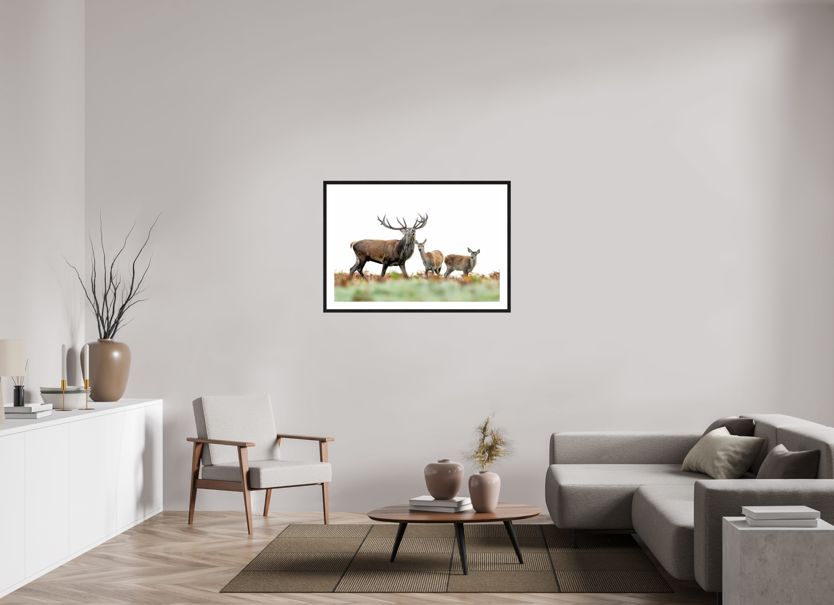105 x 70 cm, Black Frames Deer Rut