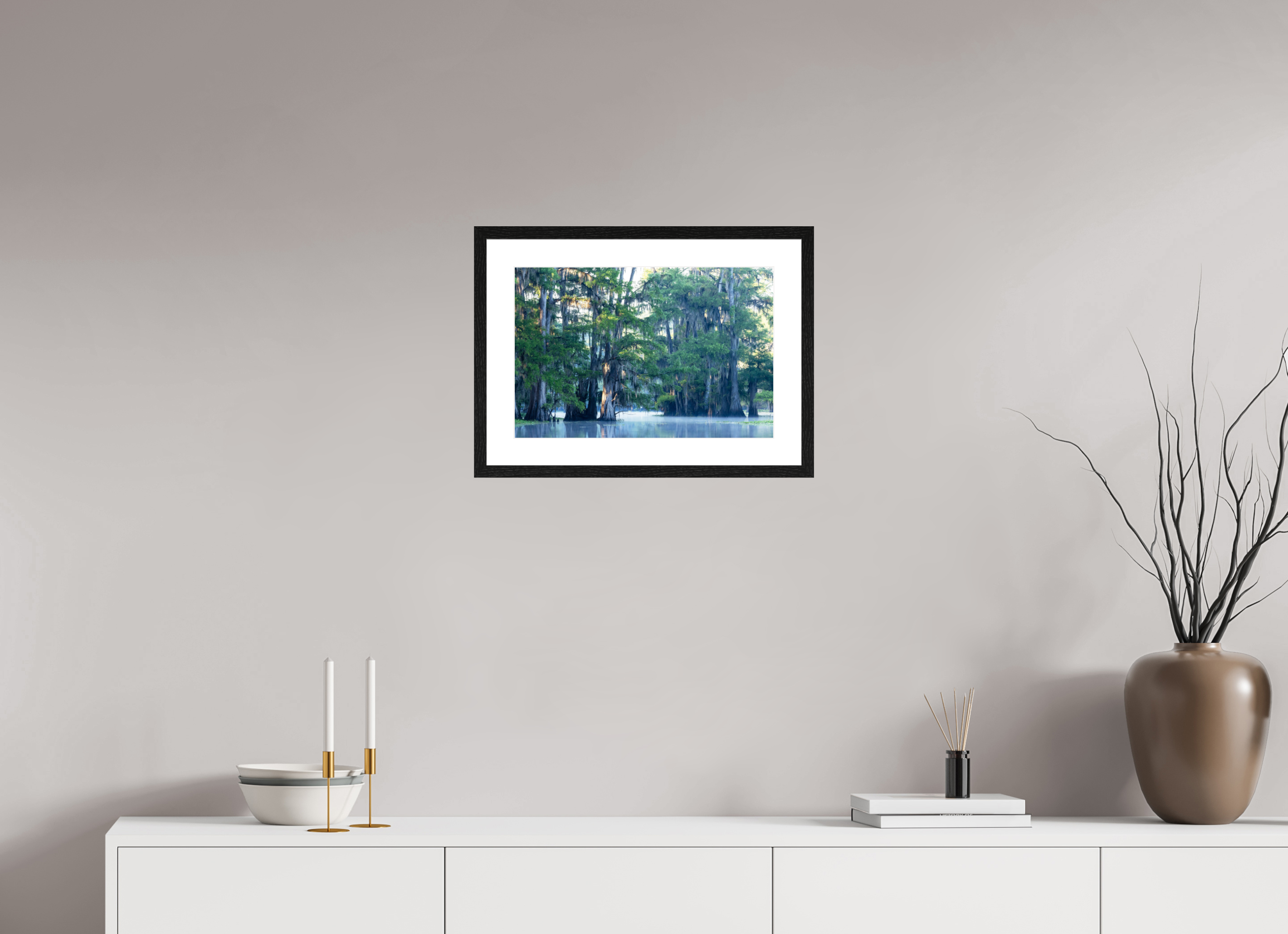 45 x 30 cm, Black Frames The Mystery of Caddo Lake Fine Art