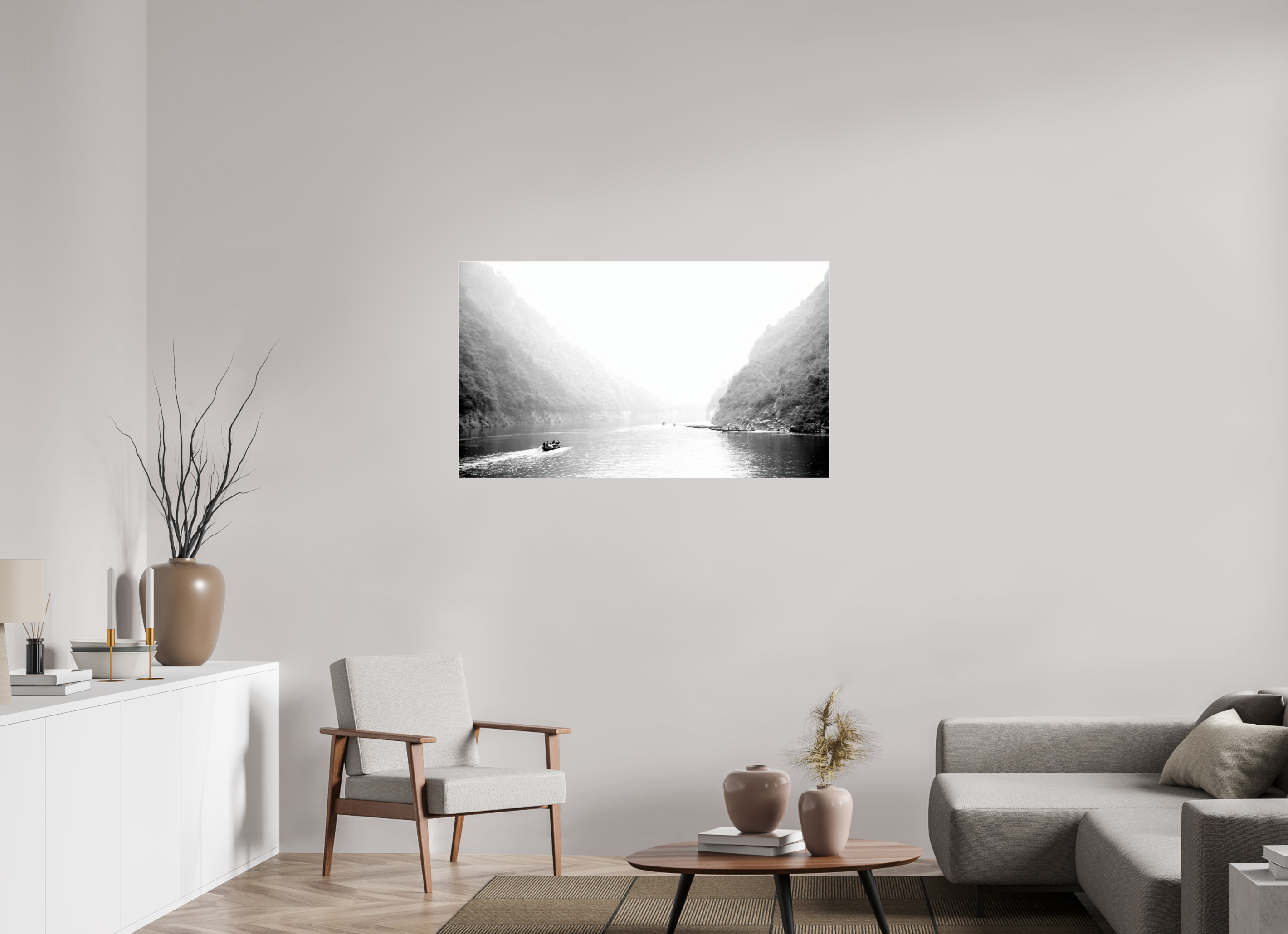 119.9 x 70 cm, Photo Print Under Acrylic Glass Tranquility Along The River Li
