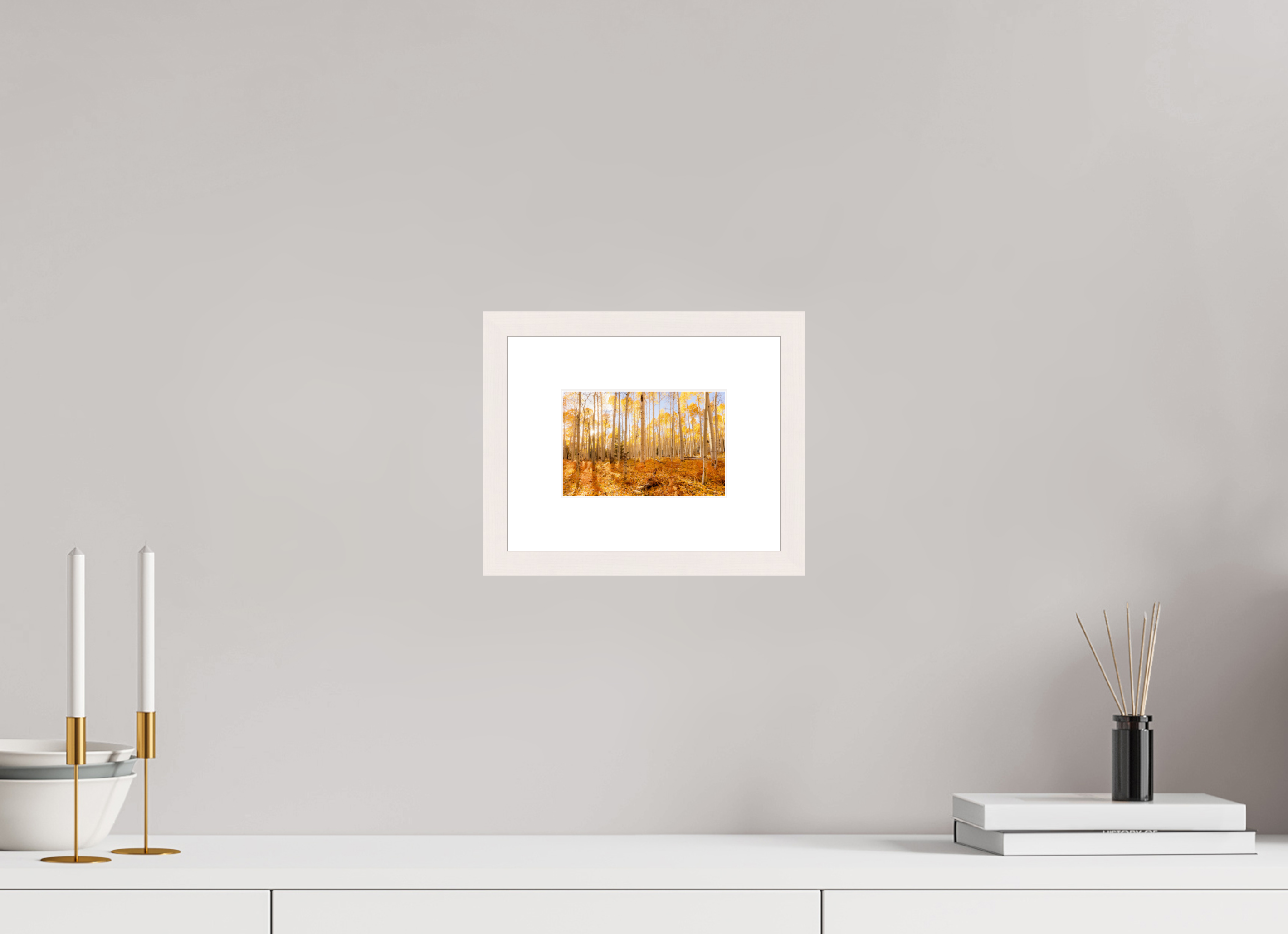 15 x 10 cm, White Maple 20 mm Golden Aspen Trees Fine Art
