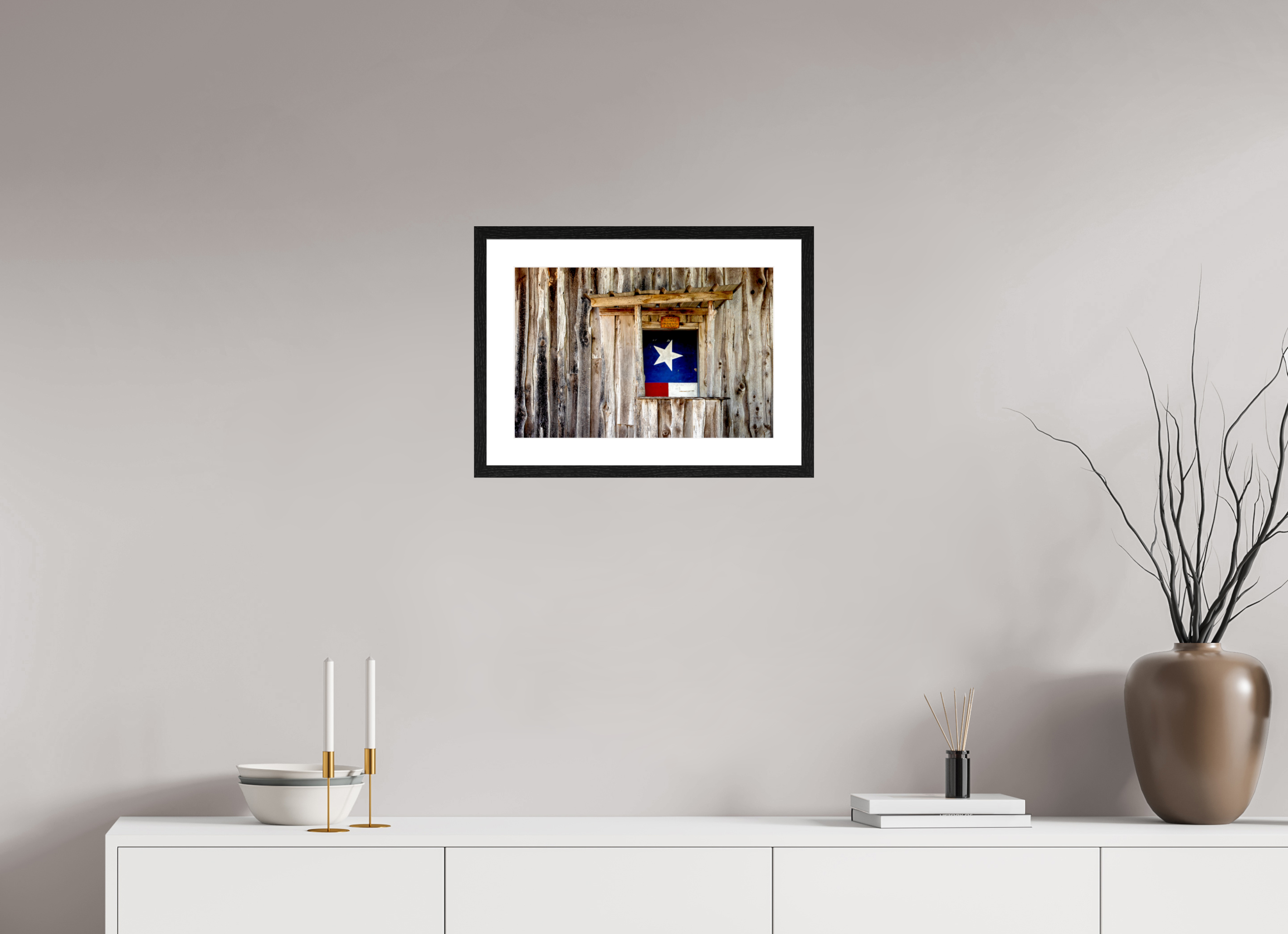 45 x 30 cm, Black Frames Texas Bar