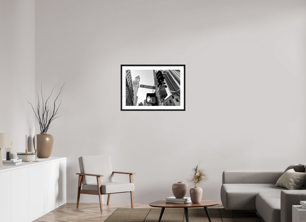 75 x 50 cm, Hamburg 40 mm Black Frame with Black and White Paper Boston
