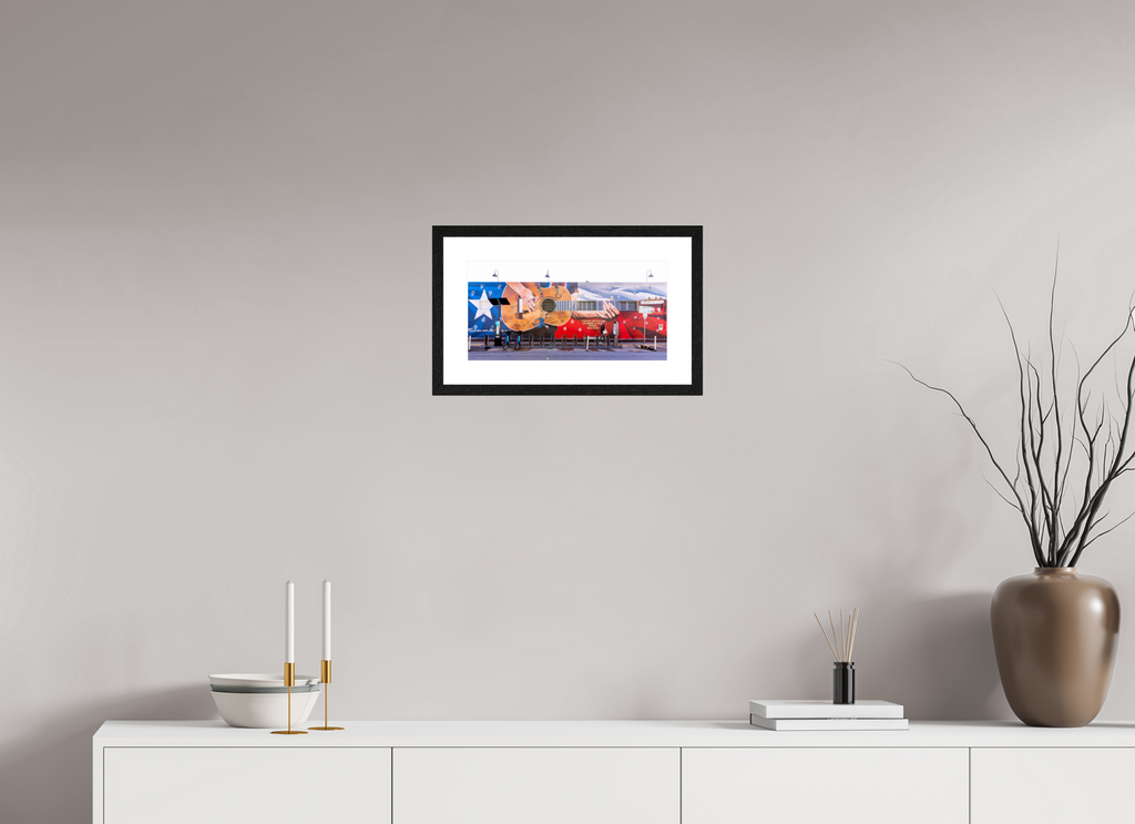 39.4 x 20 cm, Black Frames Austin Streets
