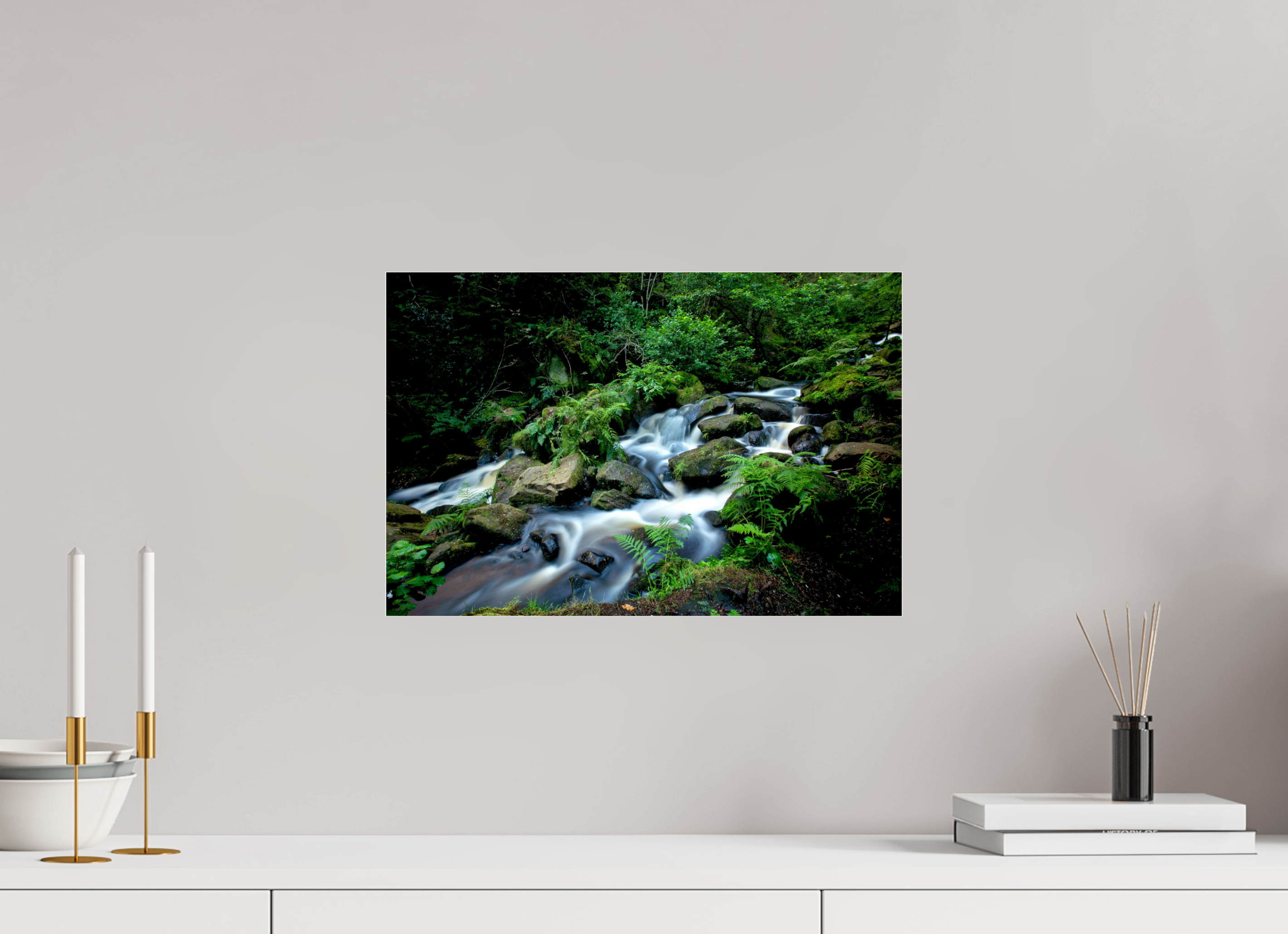 45 x 30 cm, Photo Print Under Acrylic Glass Rivelin Valley Water Fall