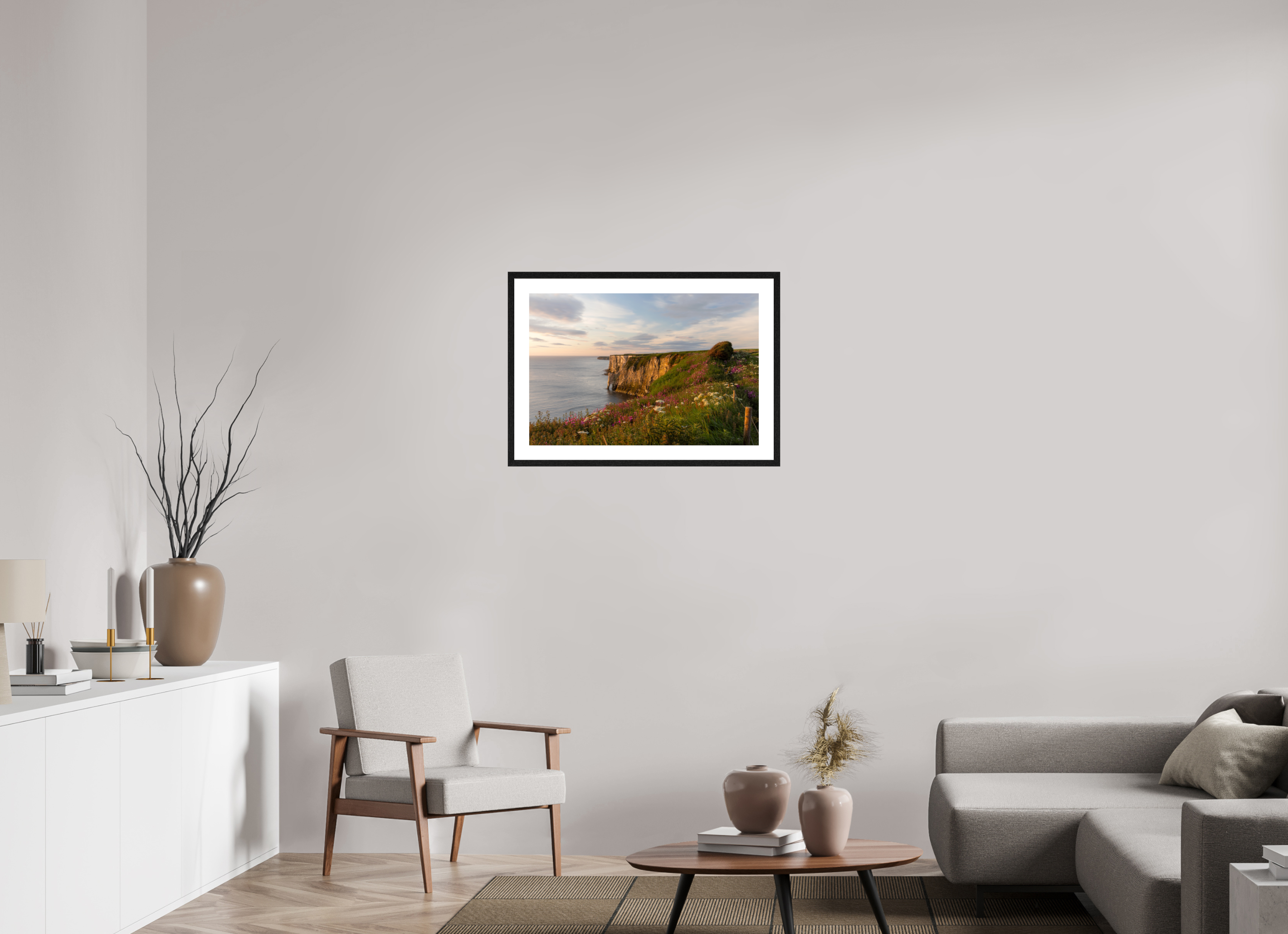 75 x 50 cm, Black Frames Bempton Cliffs