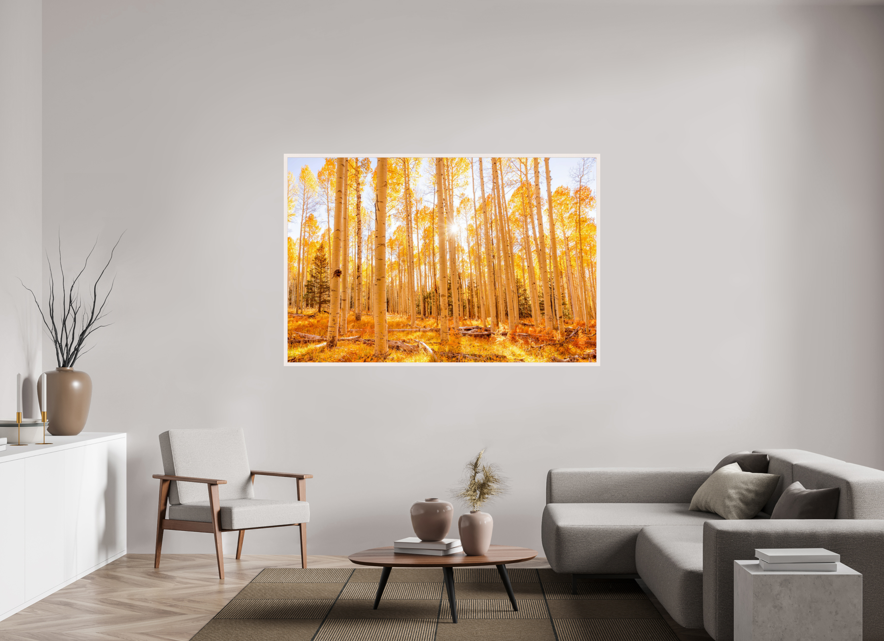 180 x 120 cm, White Hamburg Frame Golden Aspens