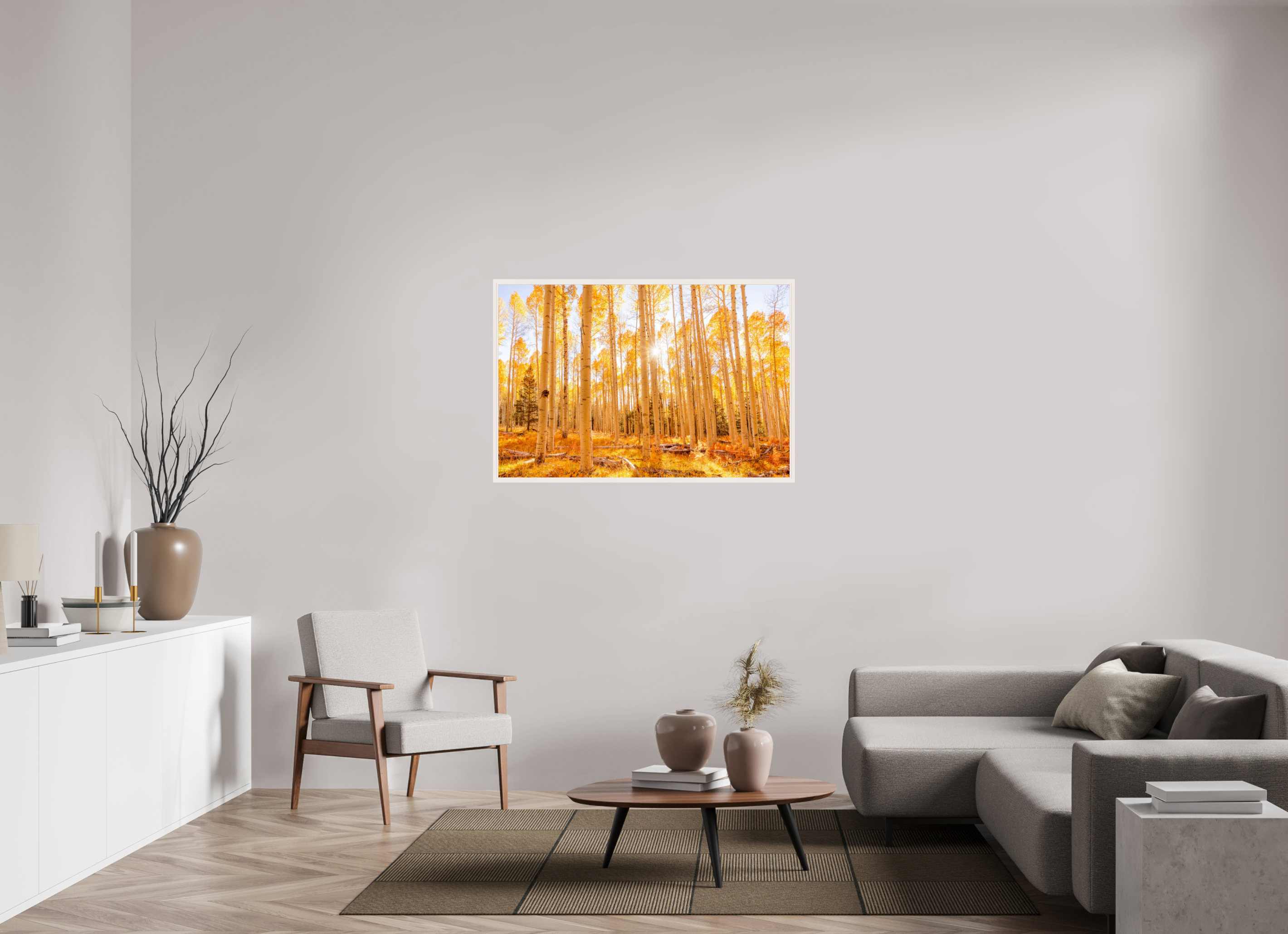 120 x 80 cm, White Hamburg Frame Golden Aspens