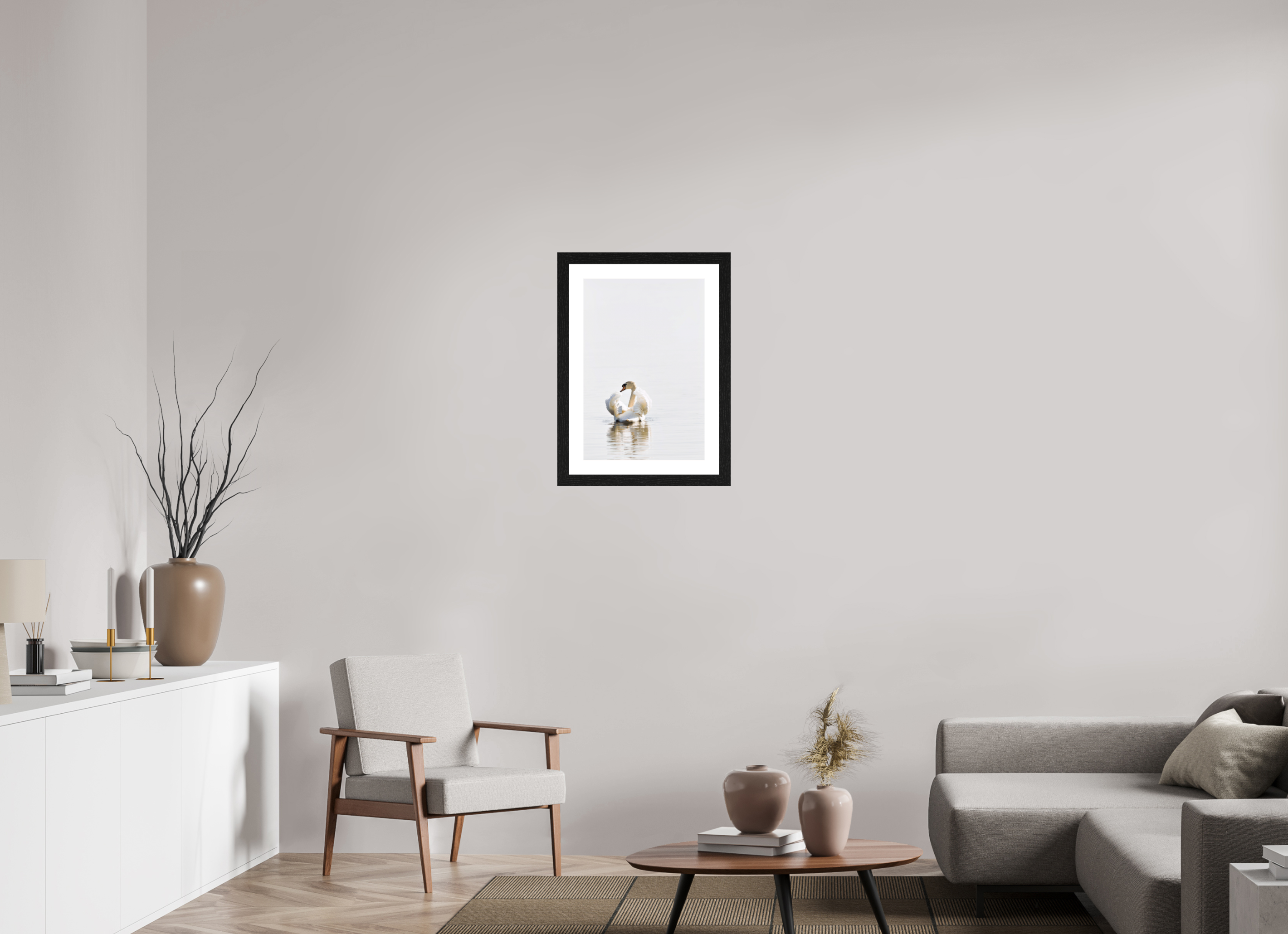 40 x 59.4 cm, Hamburg 40 mm frame Swan at Dawn