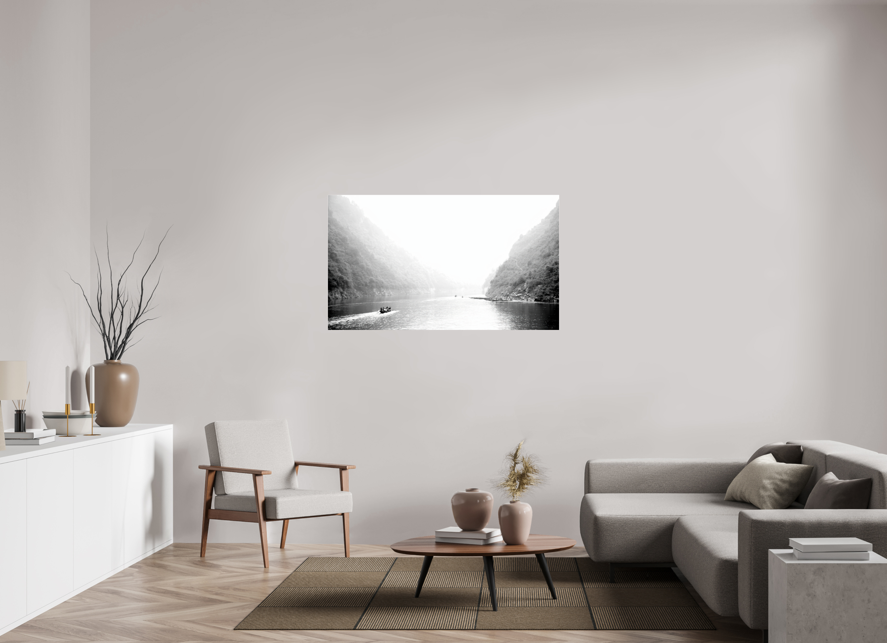 137 x 80 cm, Photo Print Under Acrylic Glass Tranquility Along The River Li