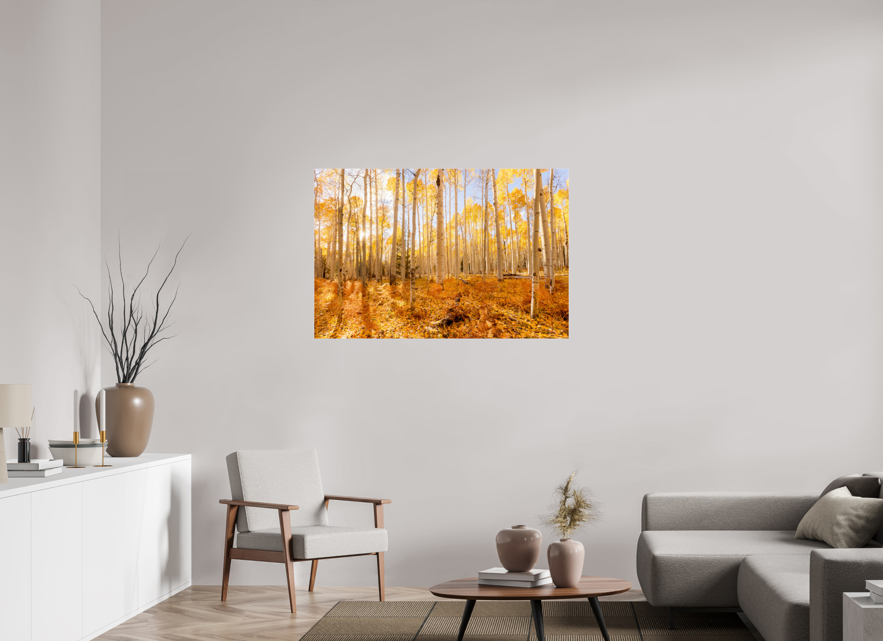120 x 80 cm, Photo Print Under Acrylic Glass Golden Aspen Trees Fine Art