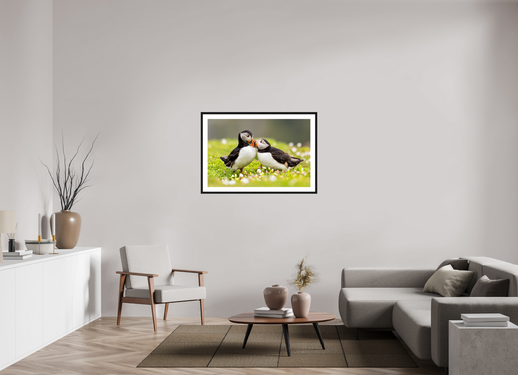 105 x 70 cm, Black Frames Puffin Love