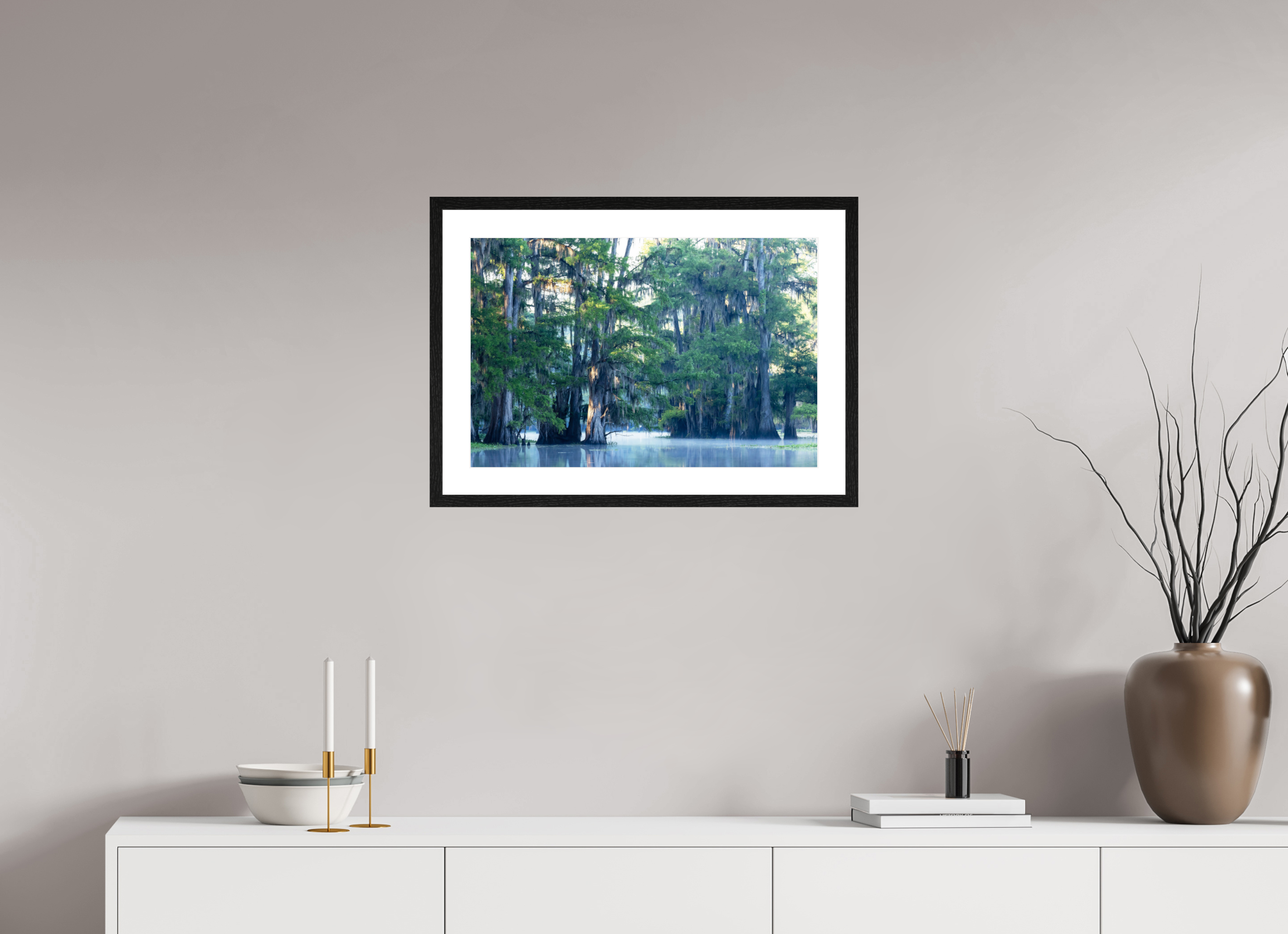 60 x 40 cm, Black Frames The Mystery of Caddo Lake Fine Art