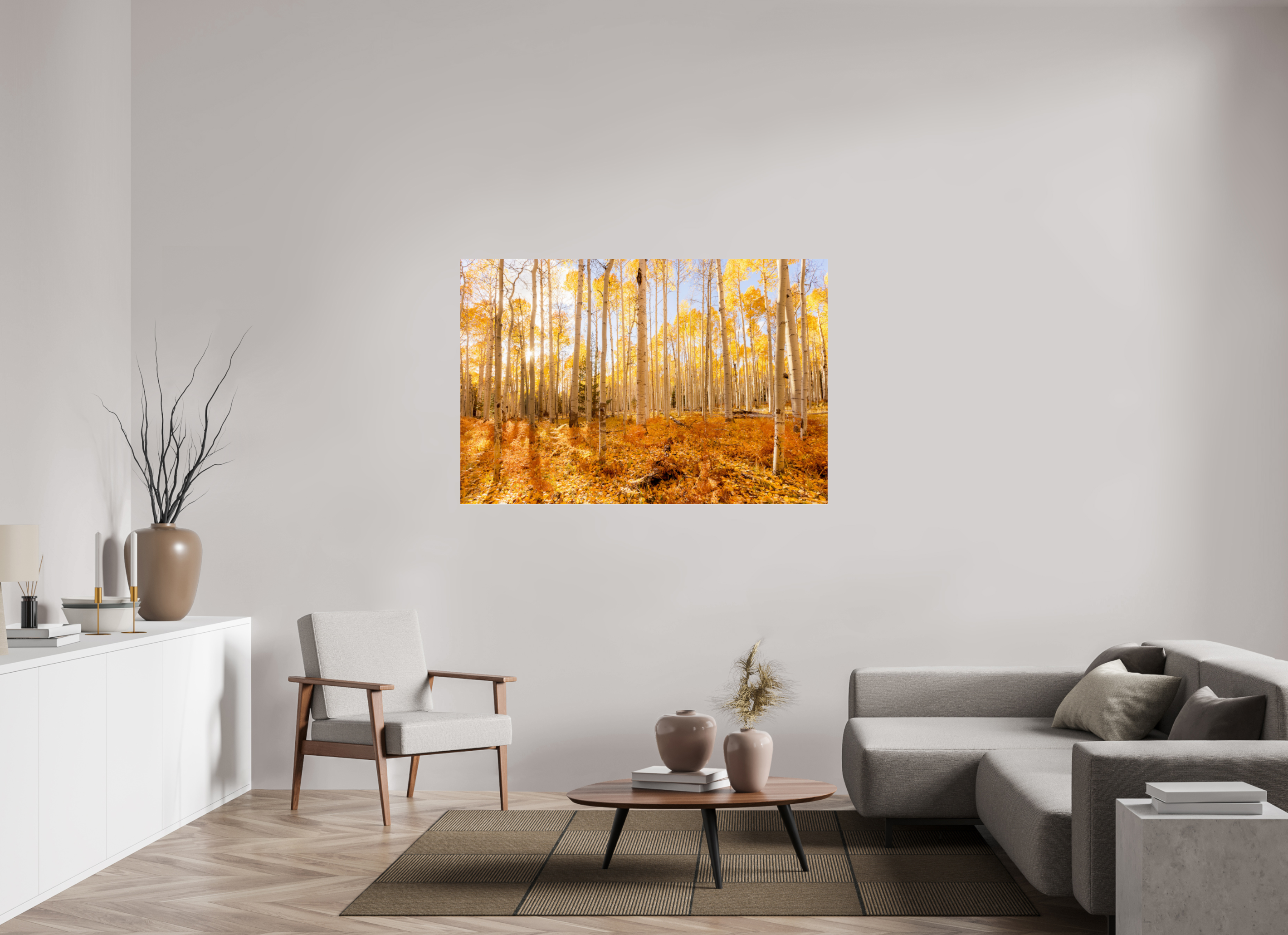 150 x 100 cm, Photo Print Under Acrylic Glass Golden Aspen Trees Fine Art