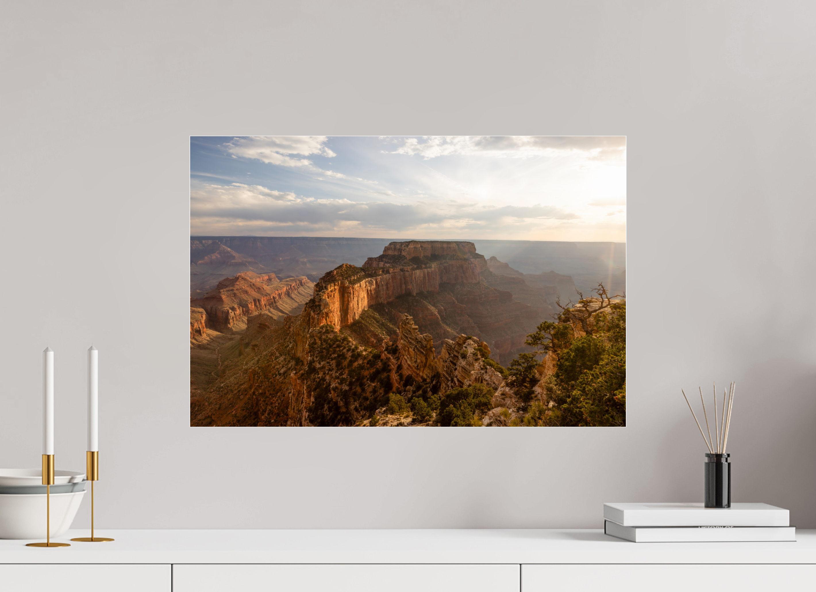60 x 40 cm, Photo Print Under Acrylic Glass Golden Hour over the North Rim of the Grand Canyon