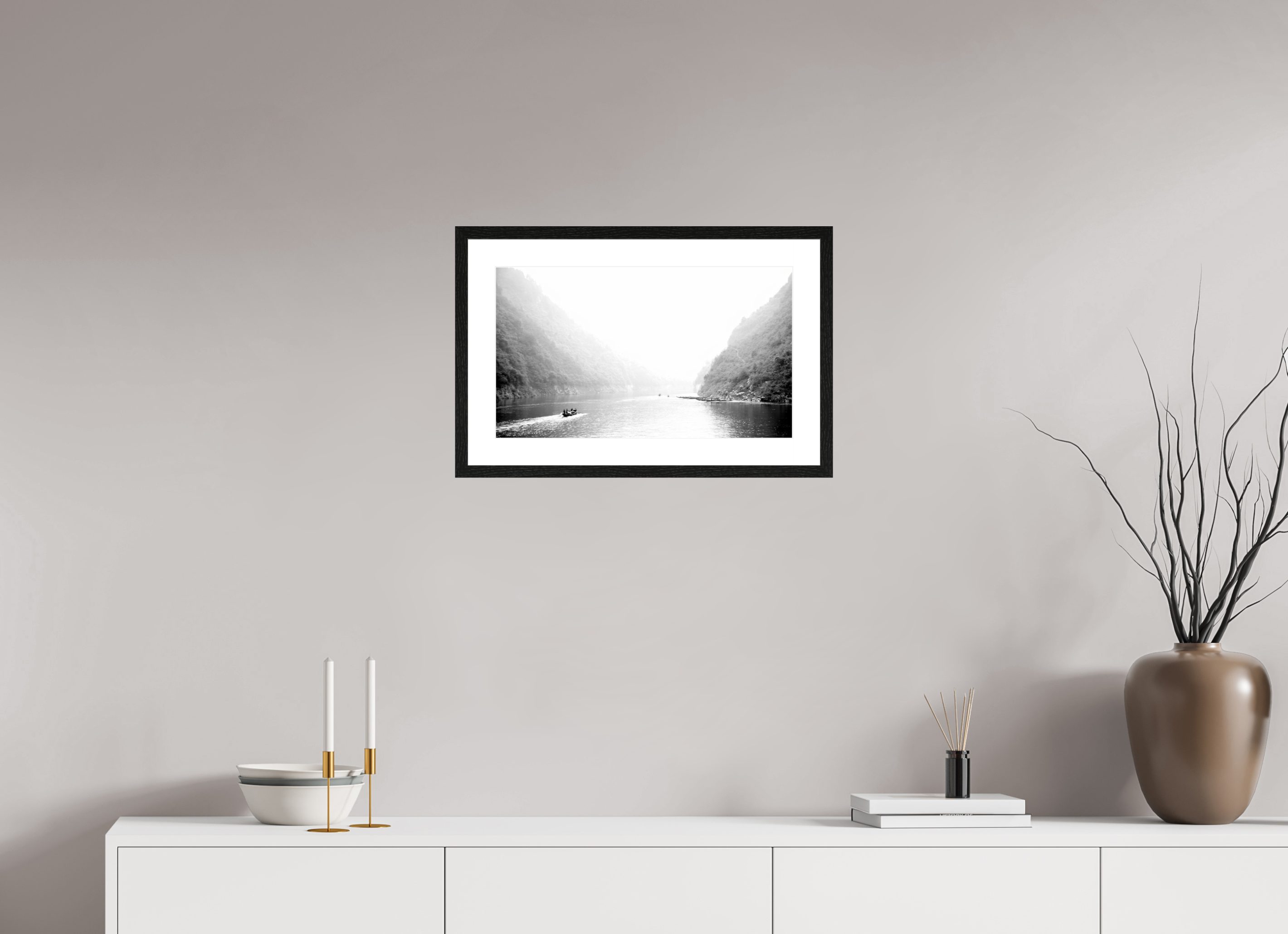 51.4 x 30 cm, Black and White Paper River Li