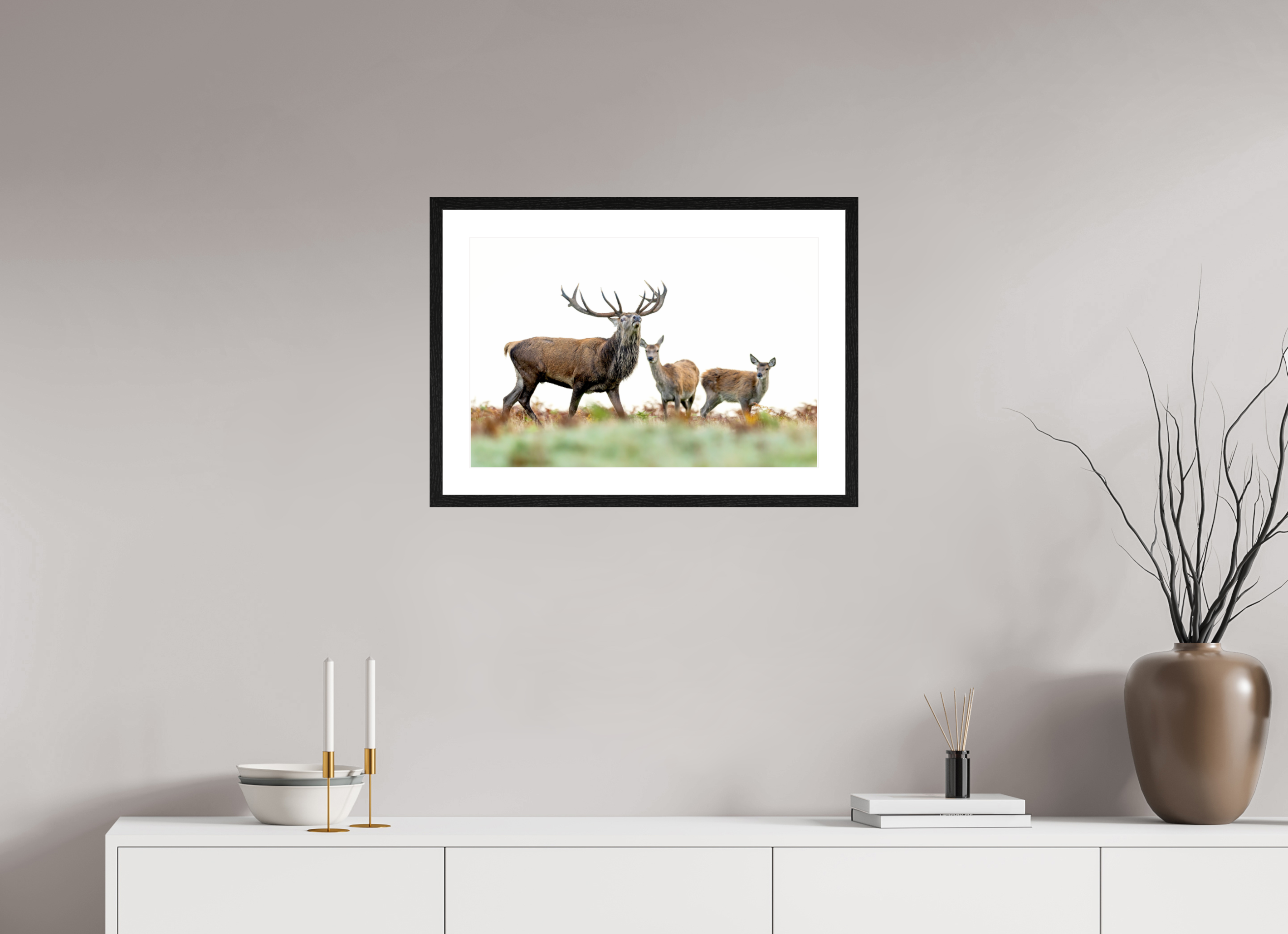 60 x 40 cm, Black Frames Deer Rut