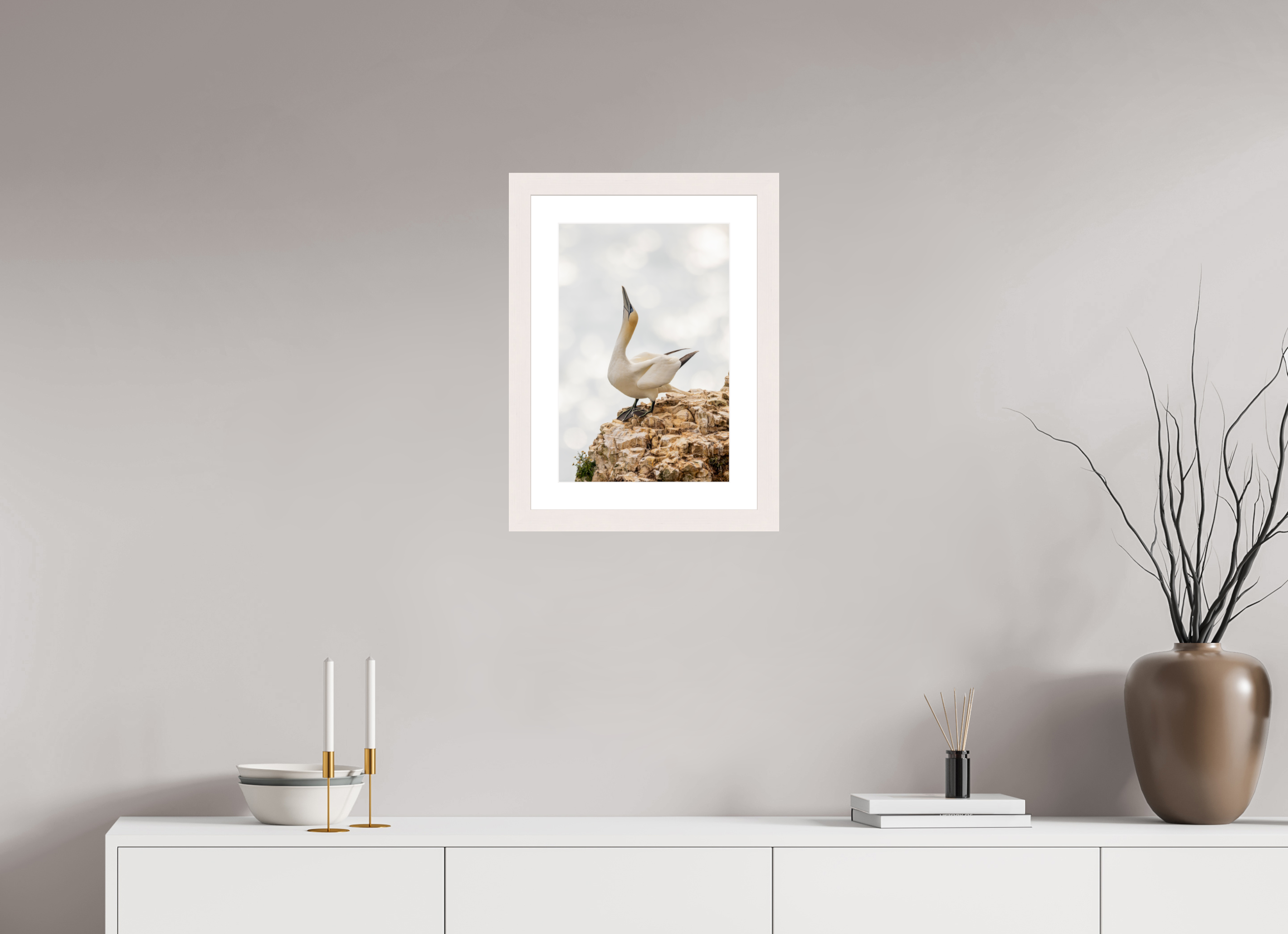 30 x 45 cm, White Frame Gannet Strut