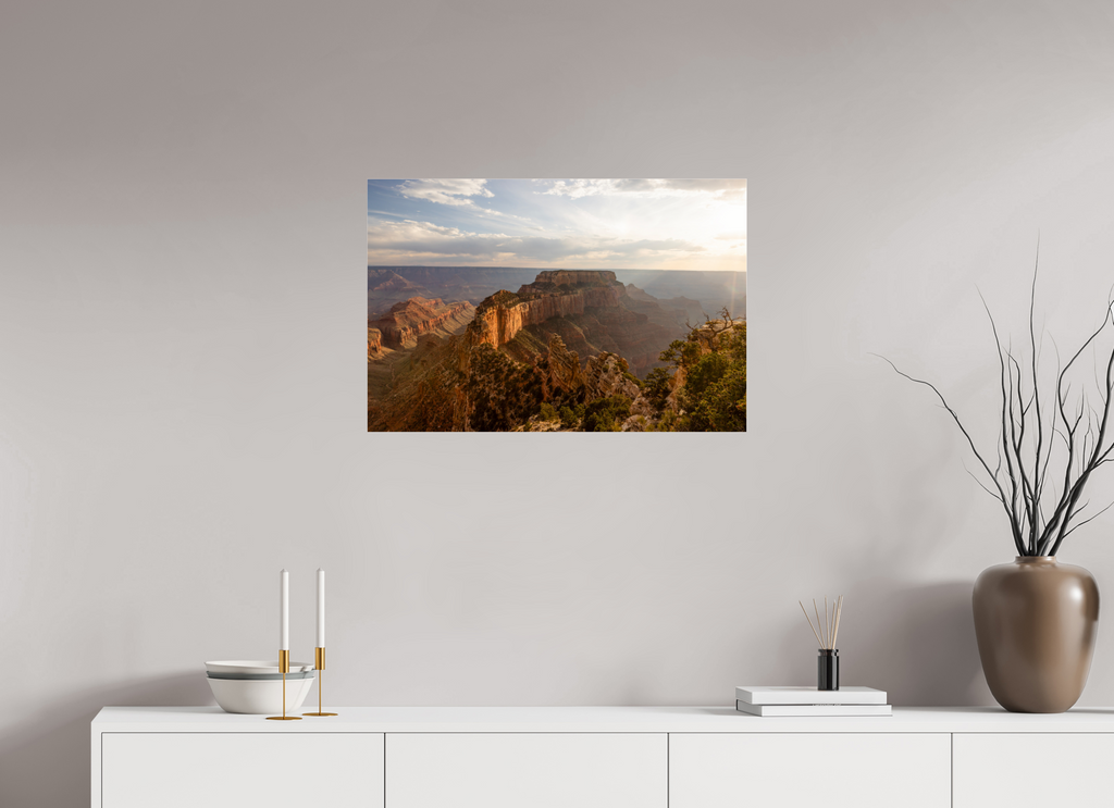 75 x 50 cm, Photo Print Under Acrylic Glass Golden Hour over the North Rim of the Grand Canyon