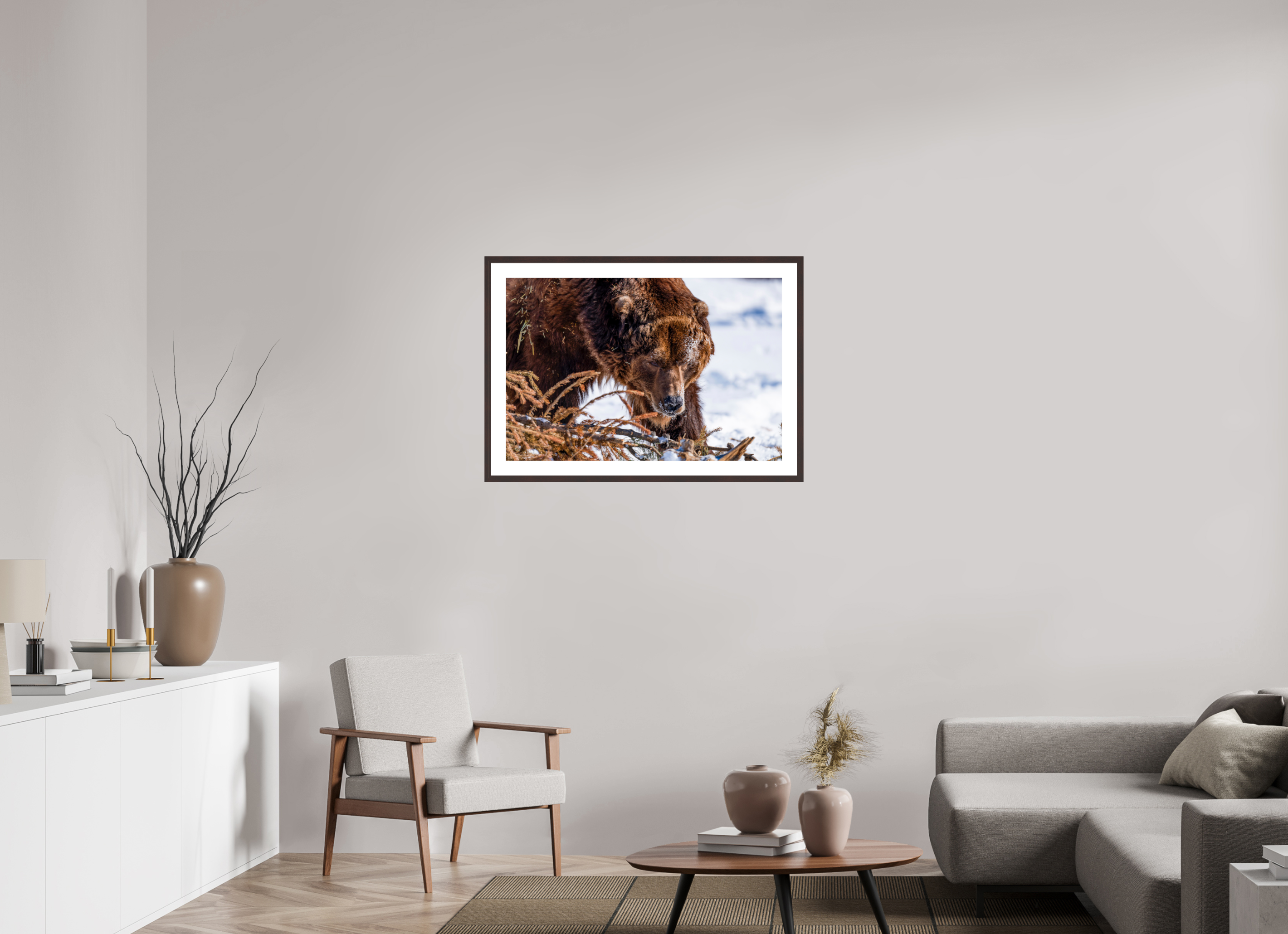 90 x 60 cm, Brown Frame Alaskan Bear