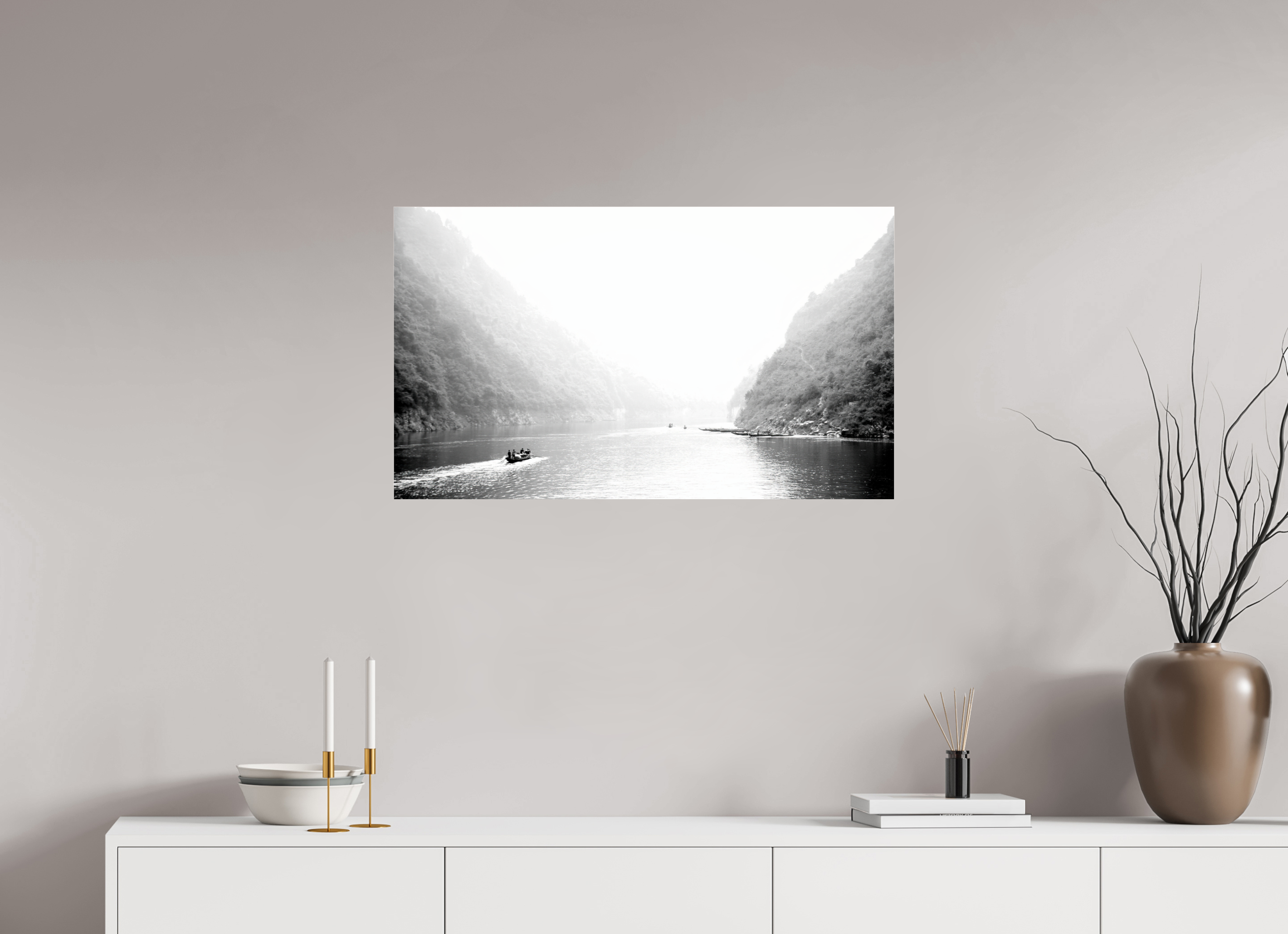 85.6 x 50 cm, Photo Print Under Acrylic Glass Tranquility Along The River Li