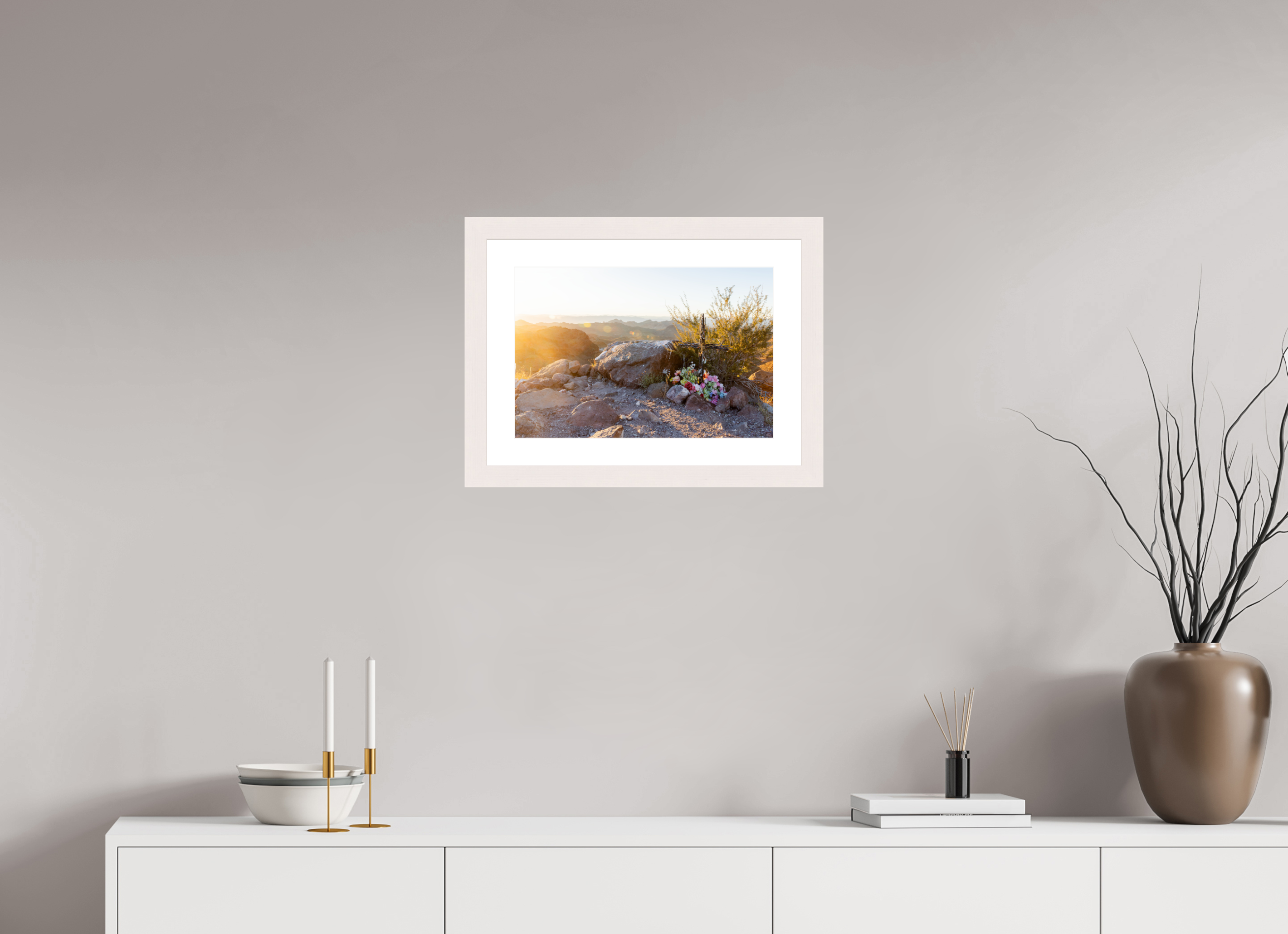 45 x 30 cm, White Frame Cross