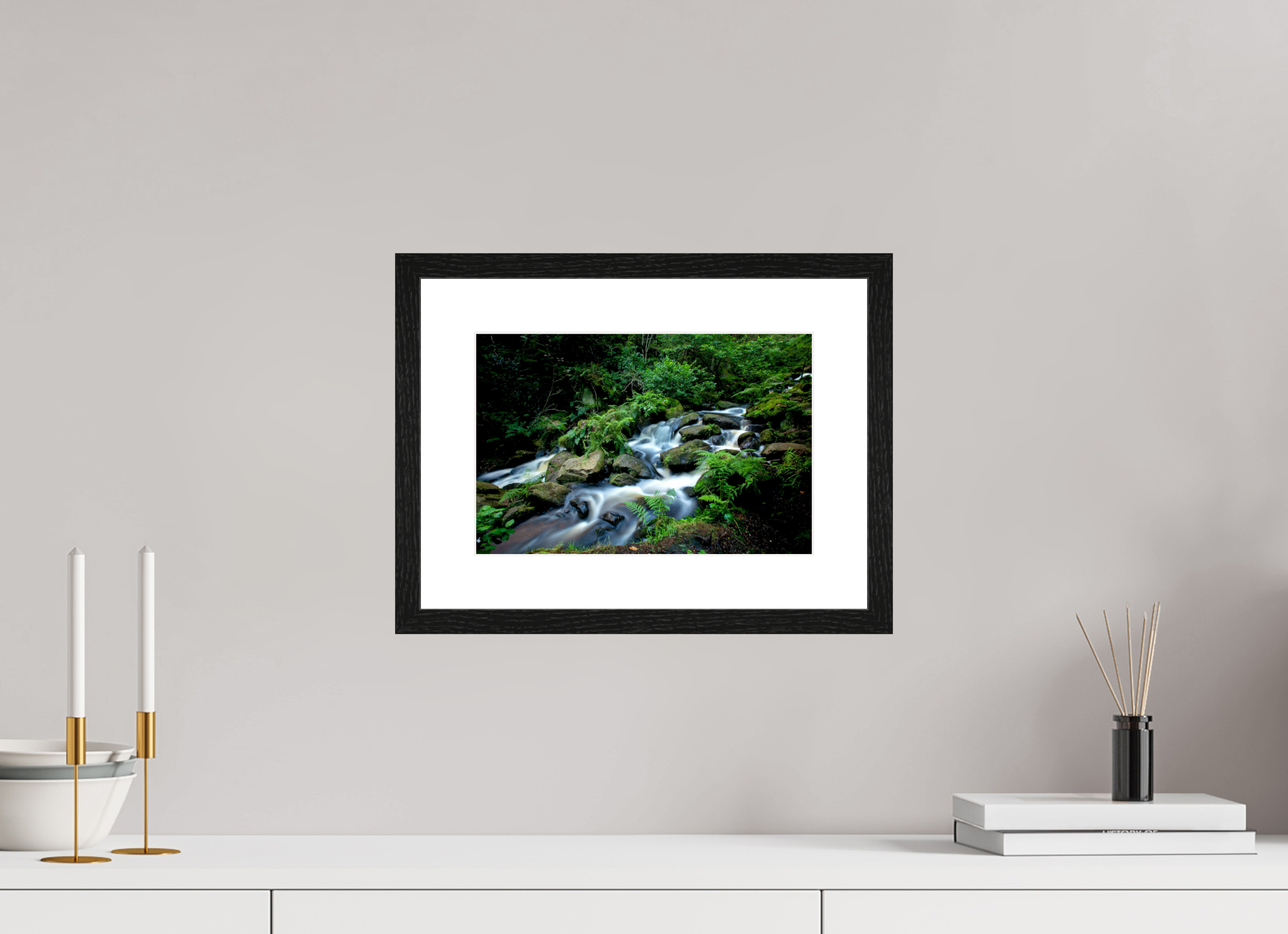 30 x 20 cm, Black Frames Rivelin Valley Water Fall