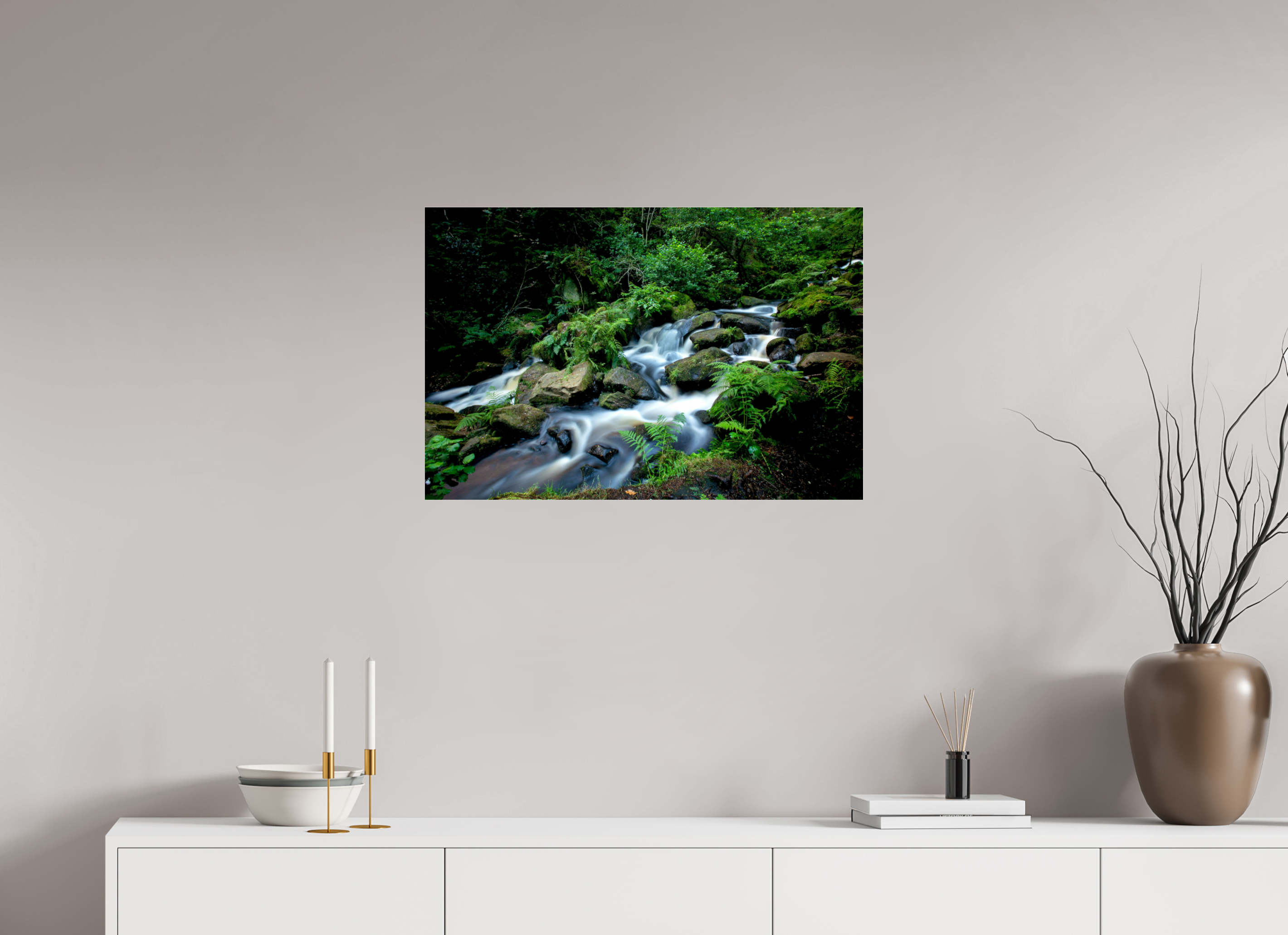 75 x 50 cm, Photo Print Under Acrylic Glass Rivelin Valley Water Fall