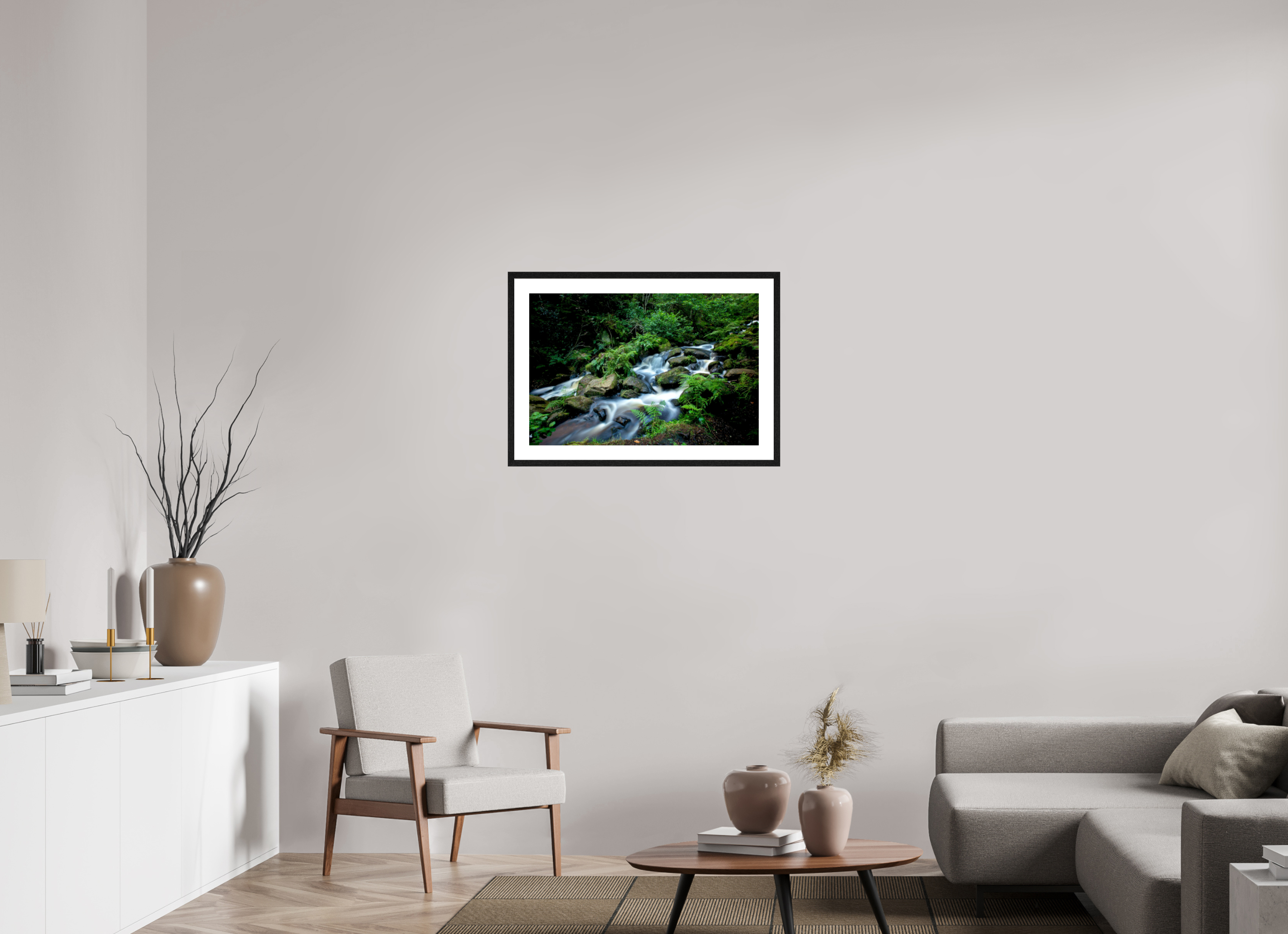 75 x 50 cm, Black Frames Rivelin Valley Water Fall
