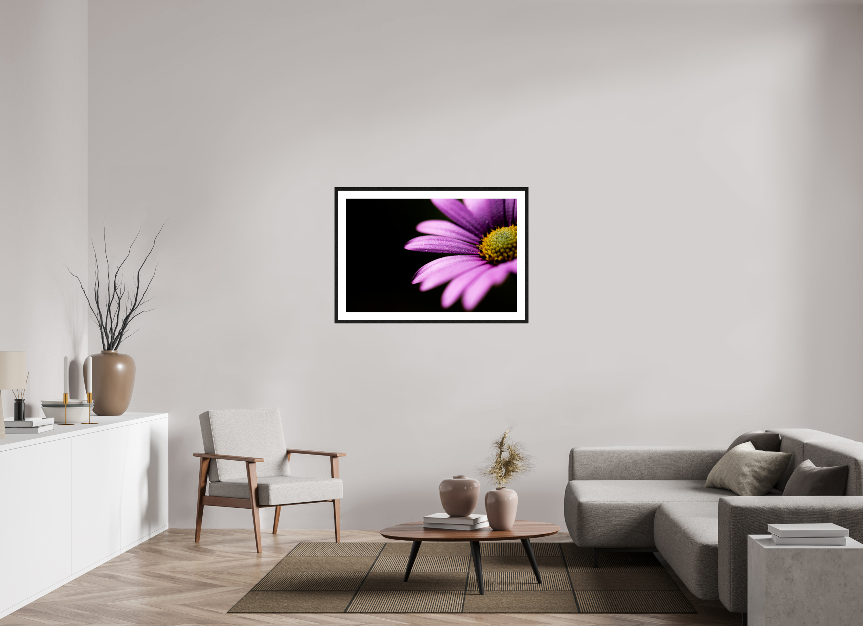 105 x 70 cm, Black Frames Pink Petals