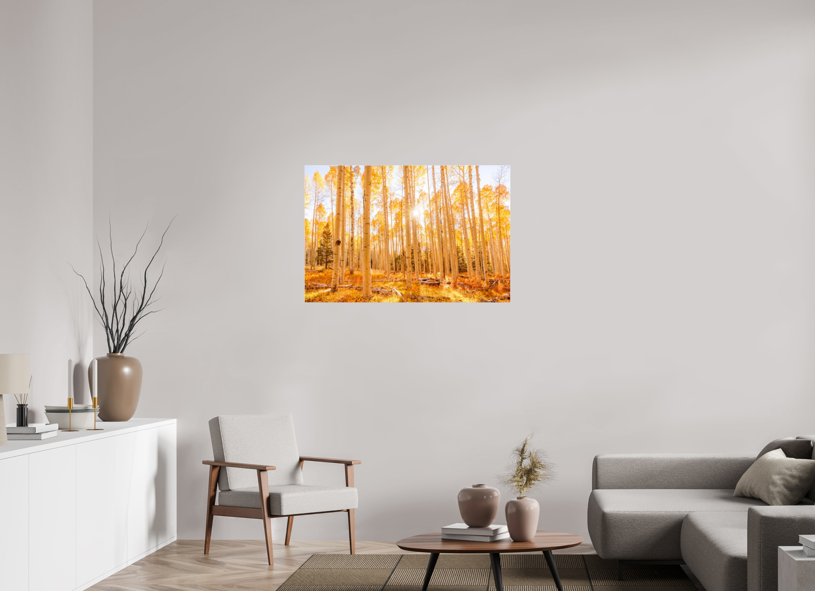 105 x 70 cm, Photo Print Under Acrylic Glass Golden Aspens