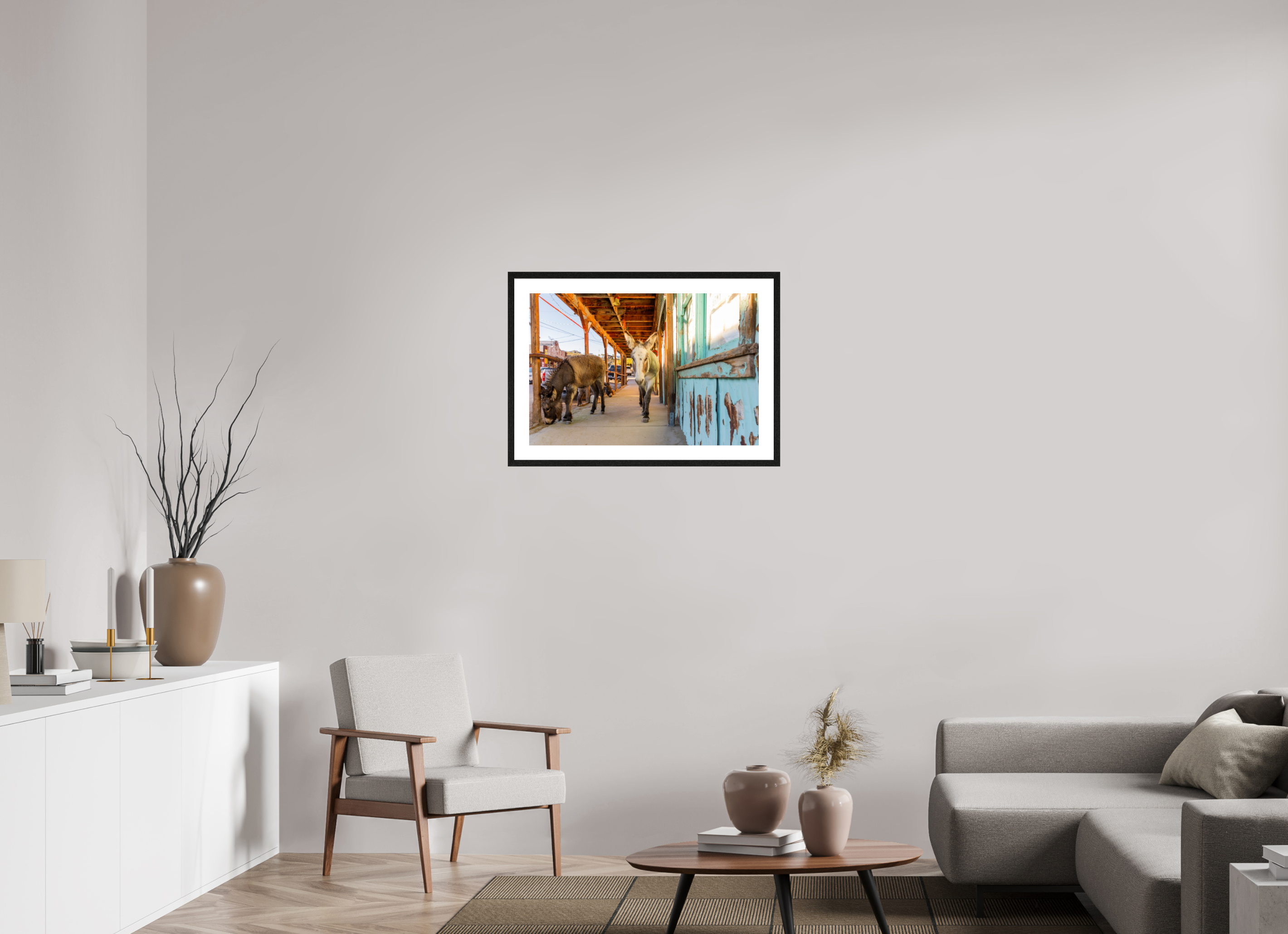75 x 50 cm, Black Frames Burros of Oatman