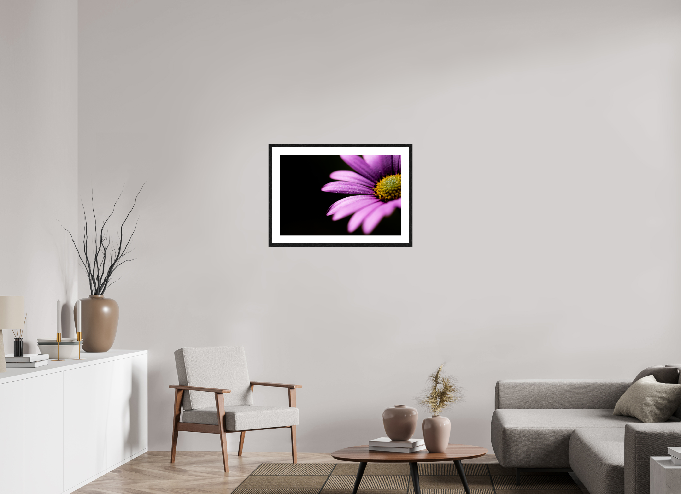 75 x 50 cm, Black Frames Pink Petals