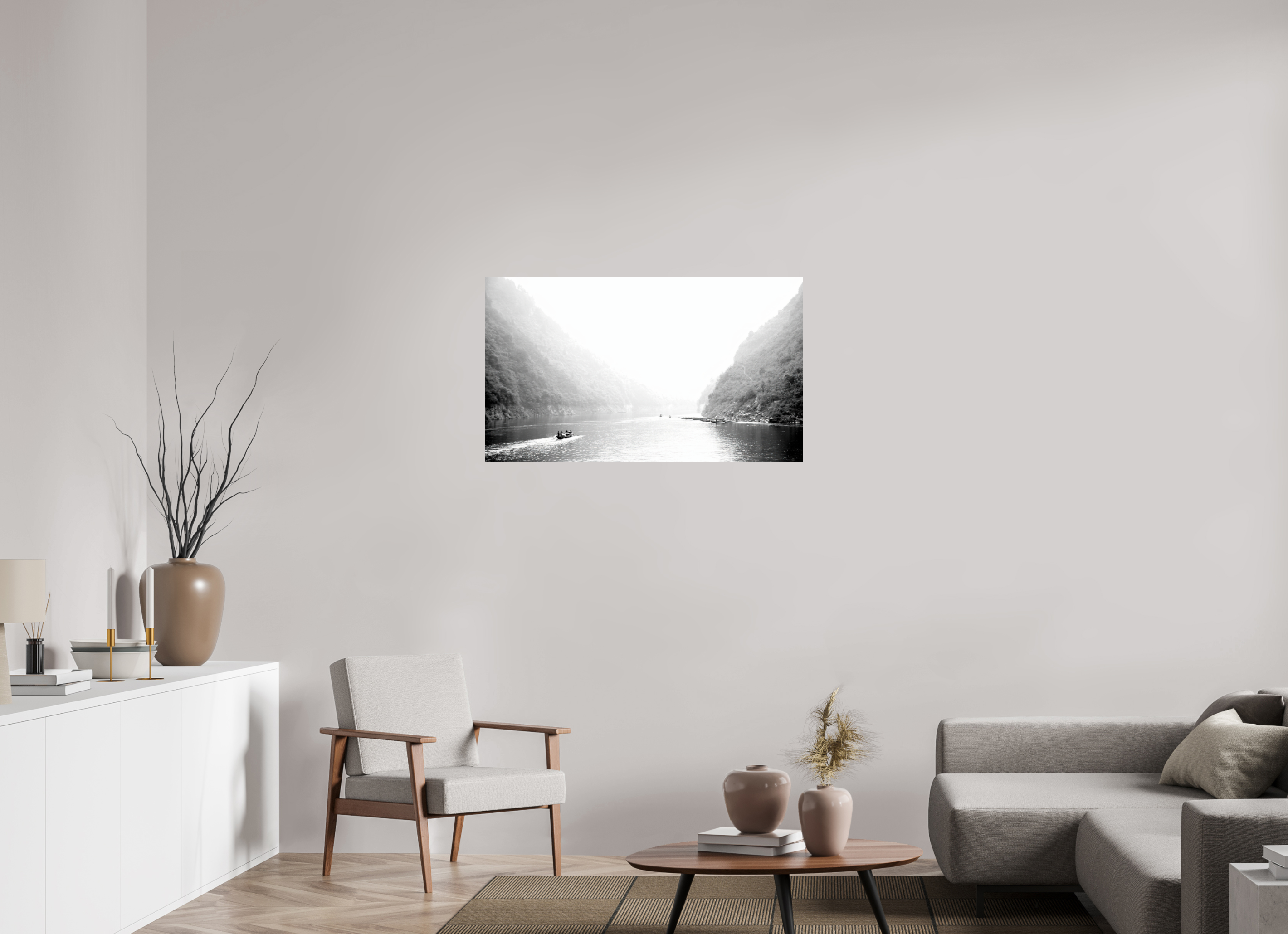 102.7 x 60 cm, Photo Print Under Acrylic Glass Tranquility Along The River Li