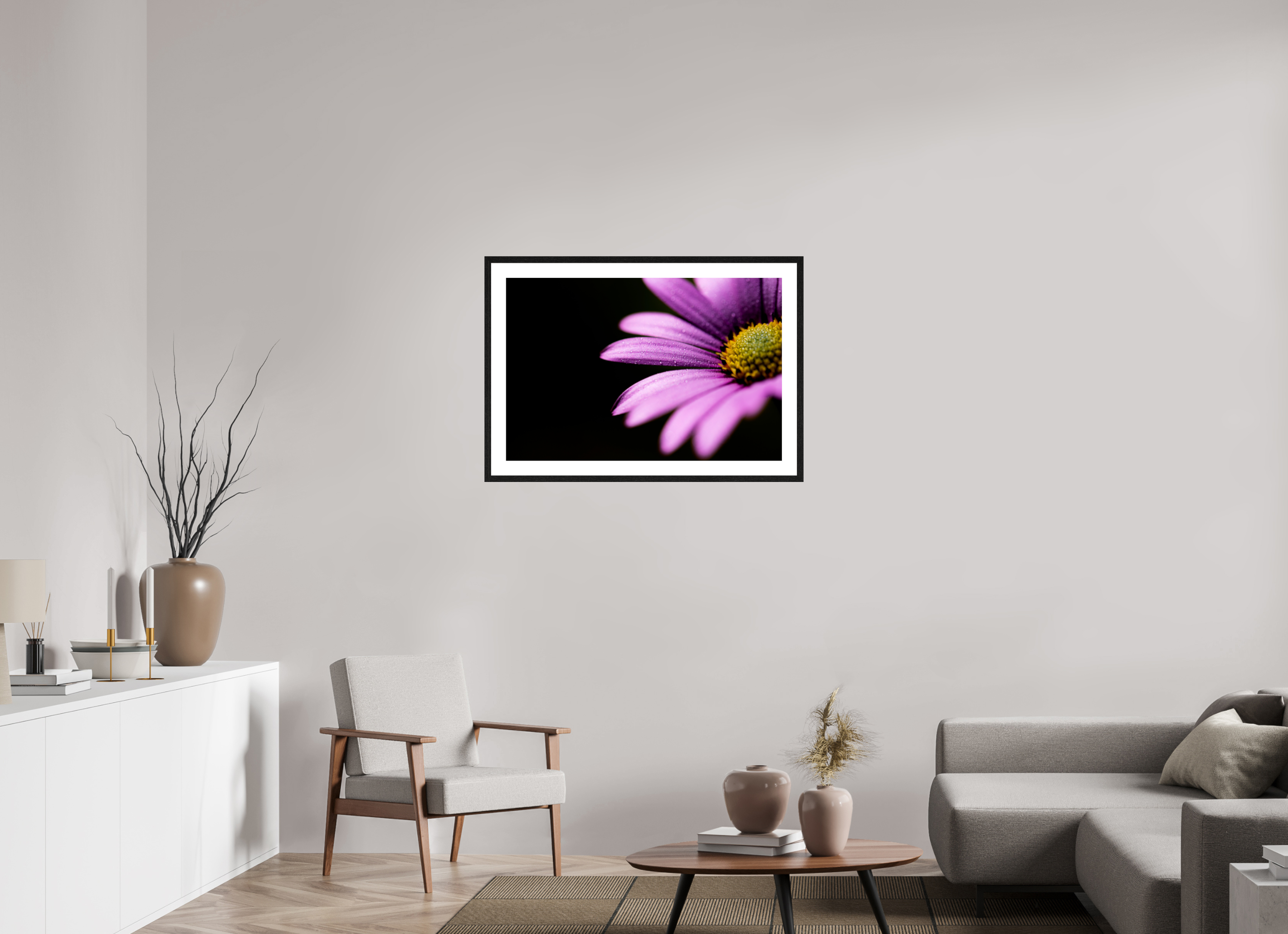90 x 60 cm, Black Frames Pink Petals
