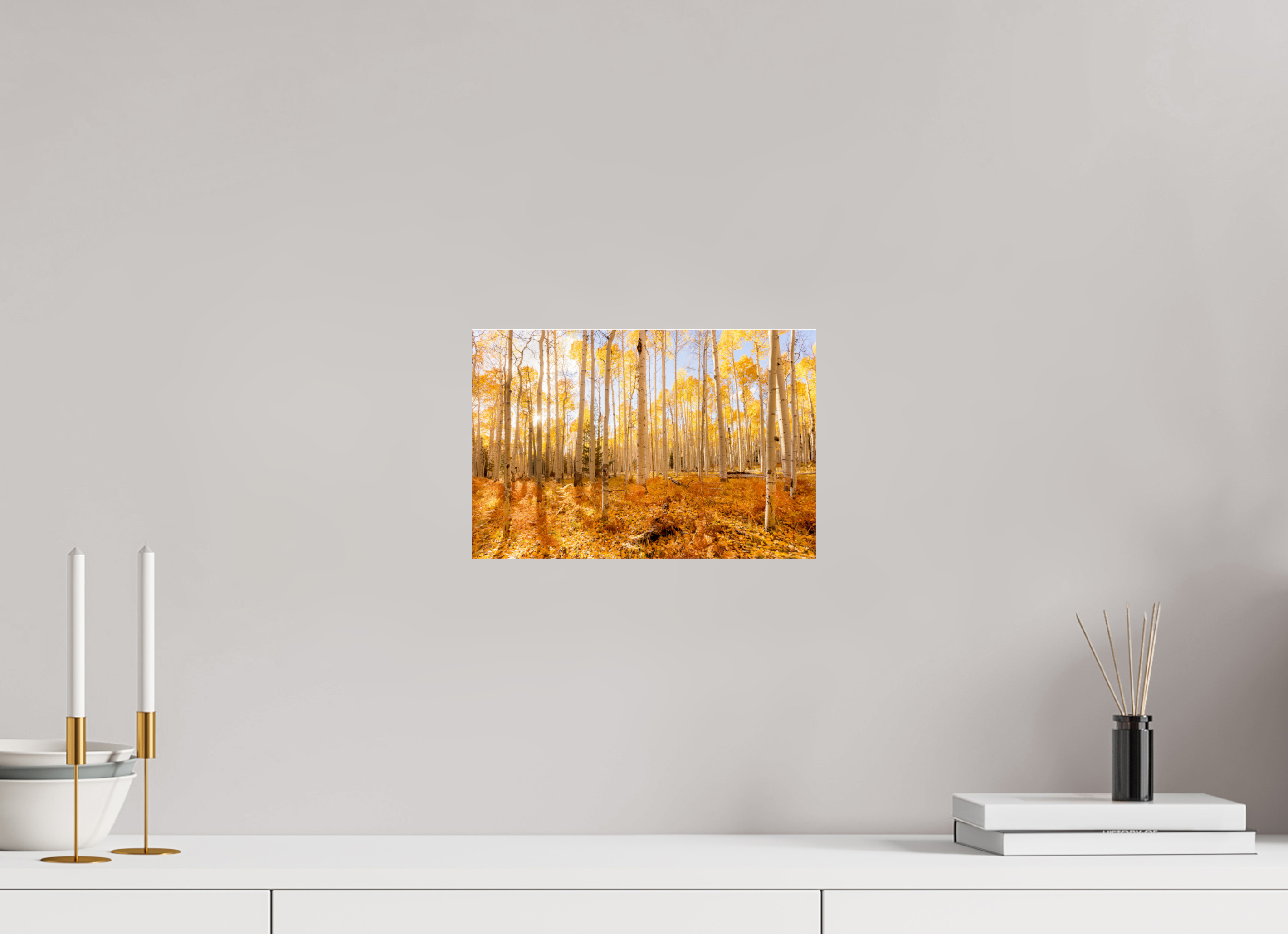 30 x 20 cm, Photo Print Under Acrylic Glass Golden Aspen Trees Fine Art