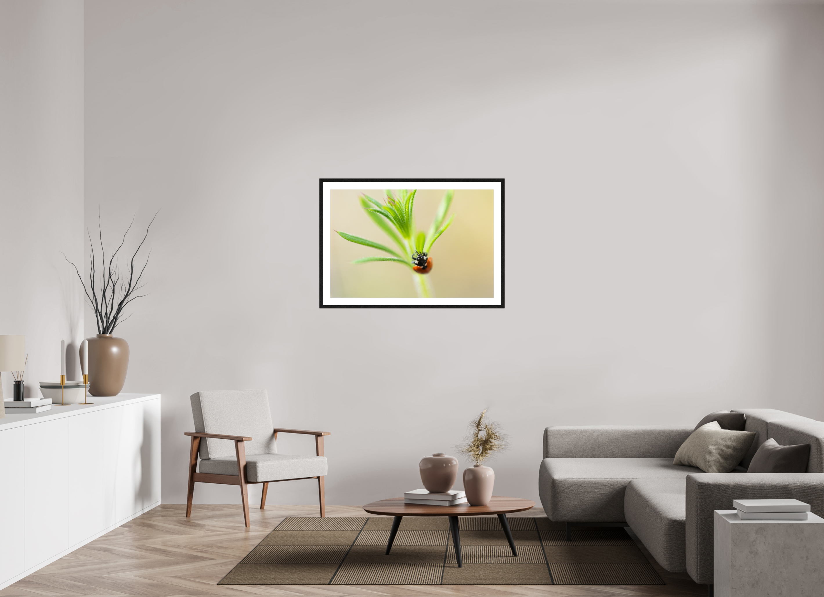105 x 70 cm, Black Frames Lady Bird