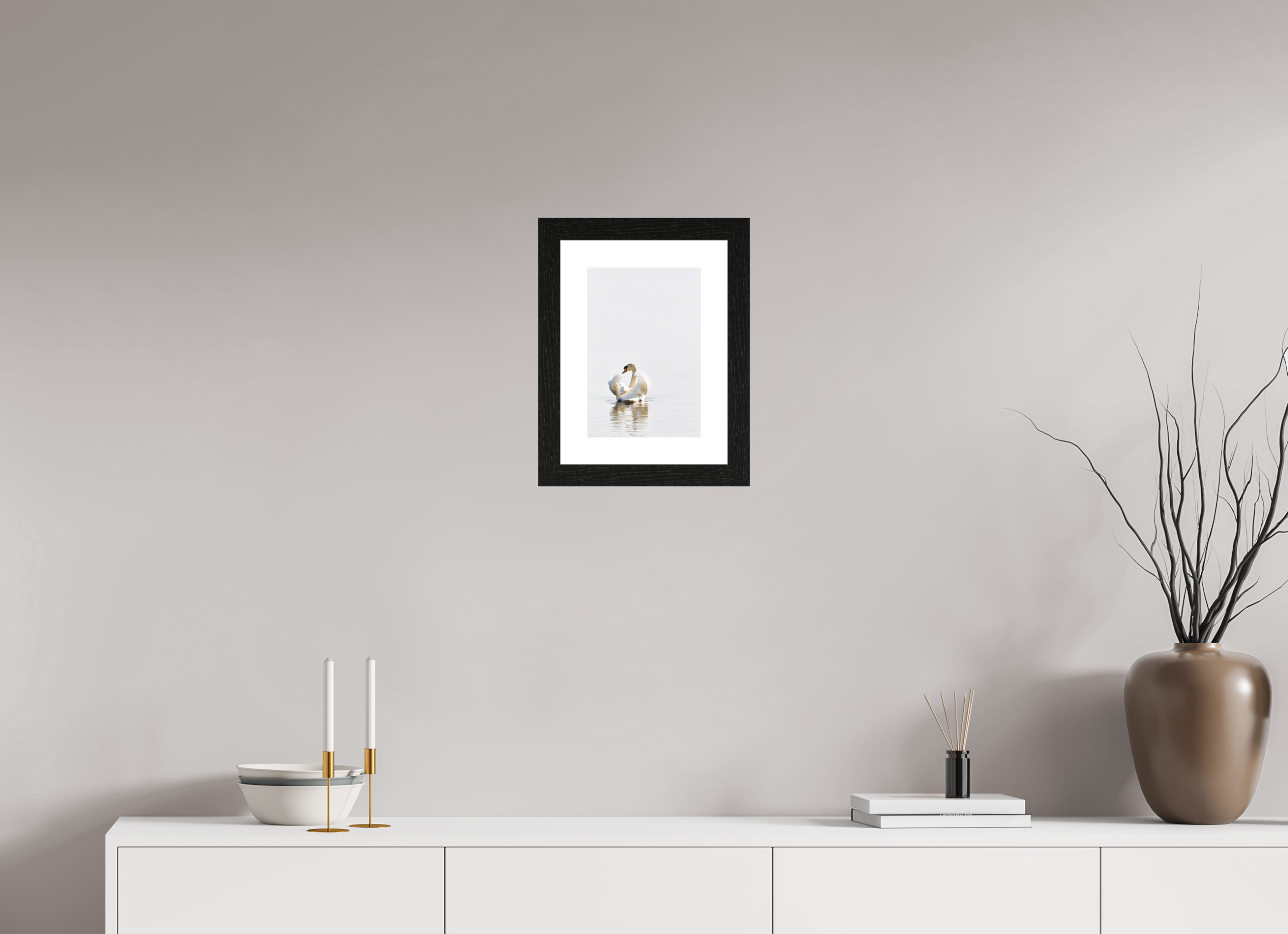 20 x 29.7 cm, Hamburg 40 mm frame Swan at Dawn