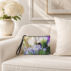 Bee on Wildflowers Wristlet Pouch Bag – Nature Photography Zipper Clutch for Women