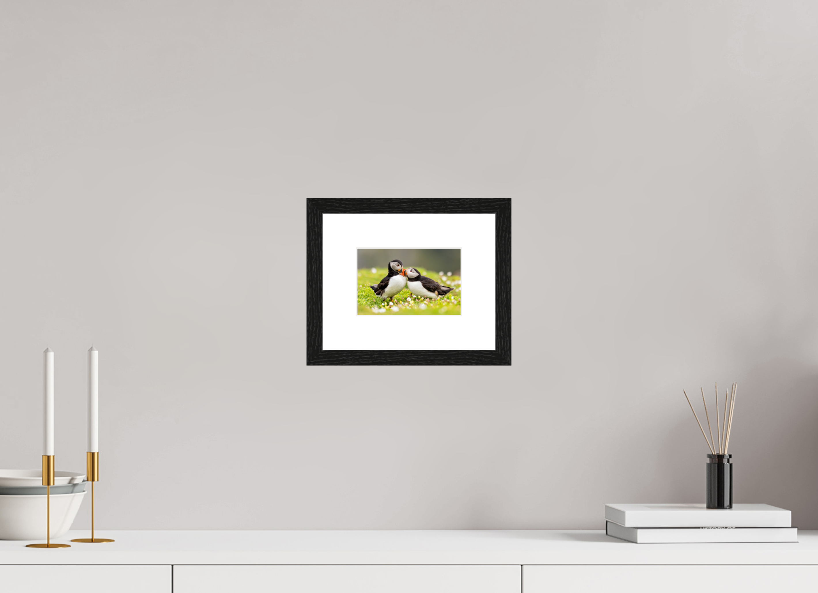 15 x 10 cm, Black Frames Puffin Love