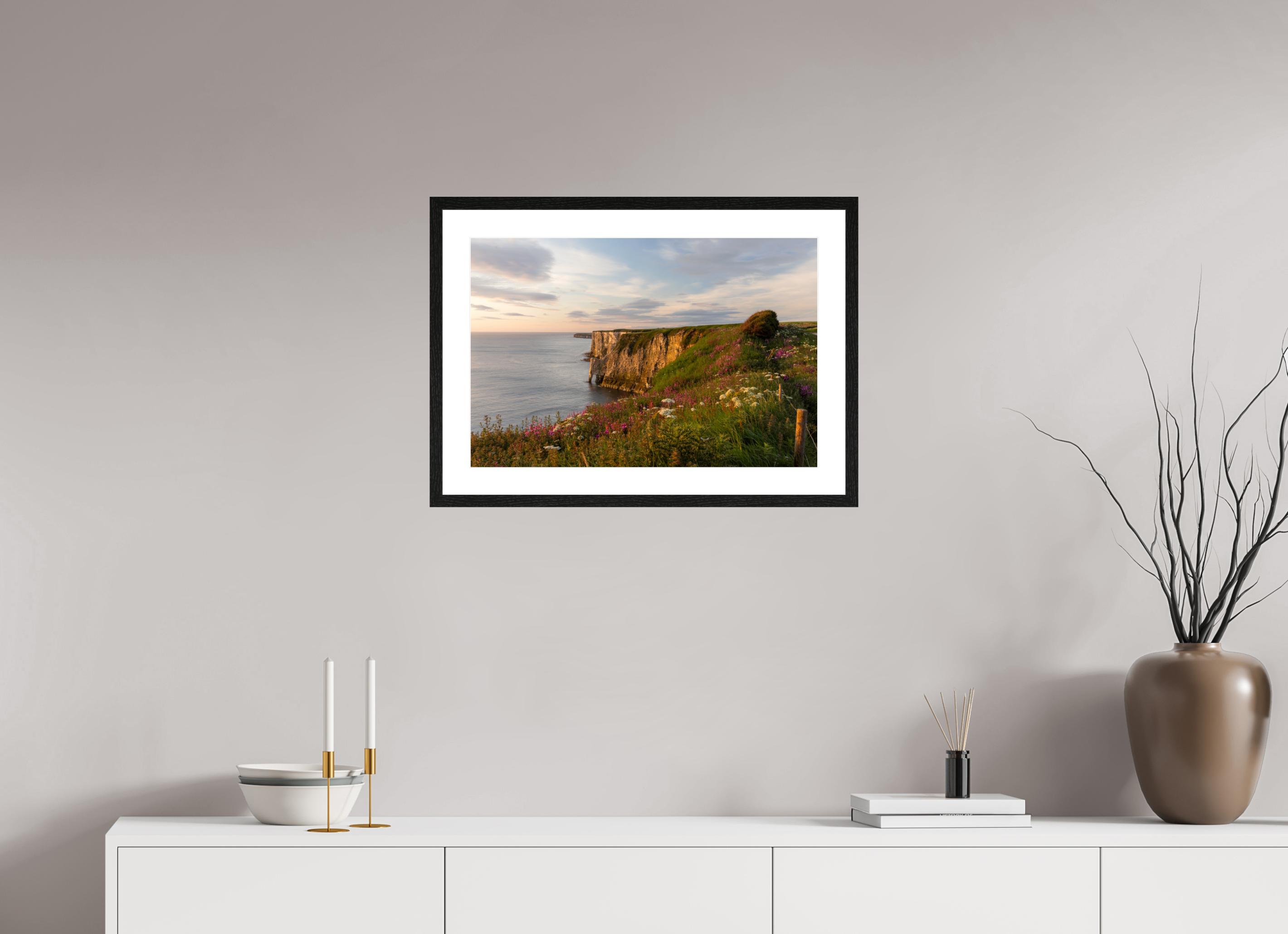 60 x 40 cm, Black Frames Bempton Cliffs
