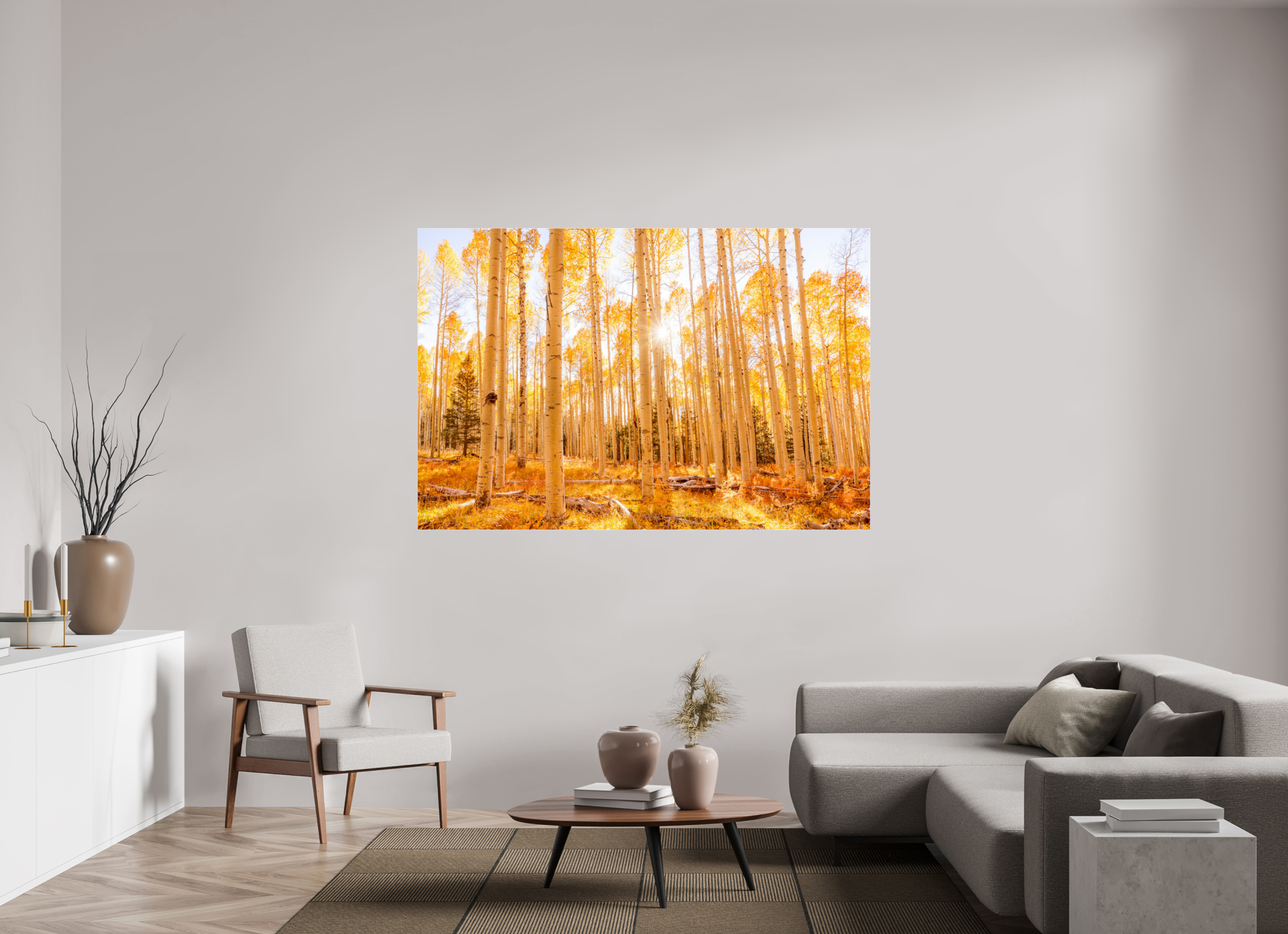 180 x 120 cm, Photo Print Under Acrylic Glass Golden Aspens
