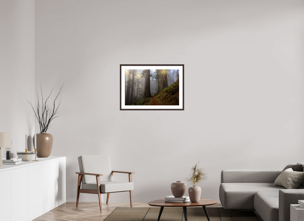 75 x 50 cm, Brown Frame Misty Redwood