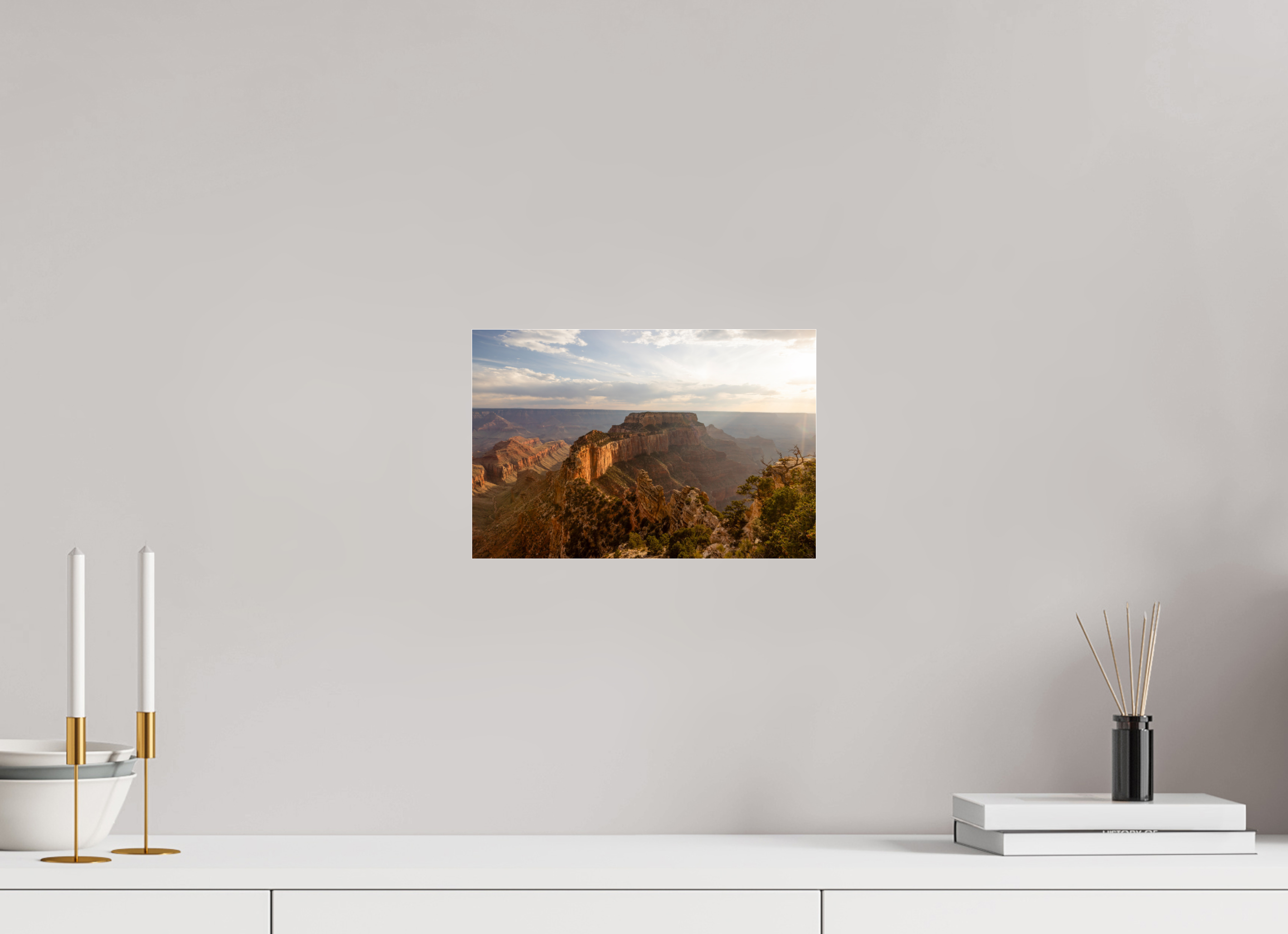 30 x 20 cm, Photo Print Under Acrylic Glass Golden Hour over the North Rim of the Grand Canyon