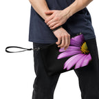 Luxury Purple Flower Crossbody Bag – Black Faux Leather Floral Designer Handbag – Elegant Statement Purse for Women - Perfect Captures Photography