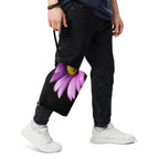 Luxury Purple Flower Crossbody Bag – Black Faux Leather Floral Designer Handbag – Elegant Statement Purse for Women - Perfect Captures Photography