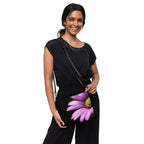 Luxury Purple Flower Crossbody Bag – Black Faux Leather Floral Designer Handbag – Elegant Statement Purse for Women - Perfect Captures Photography